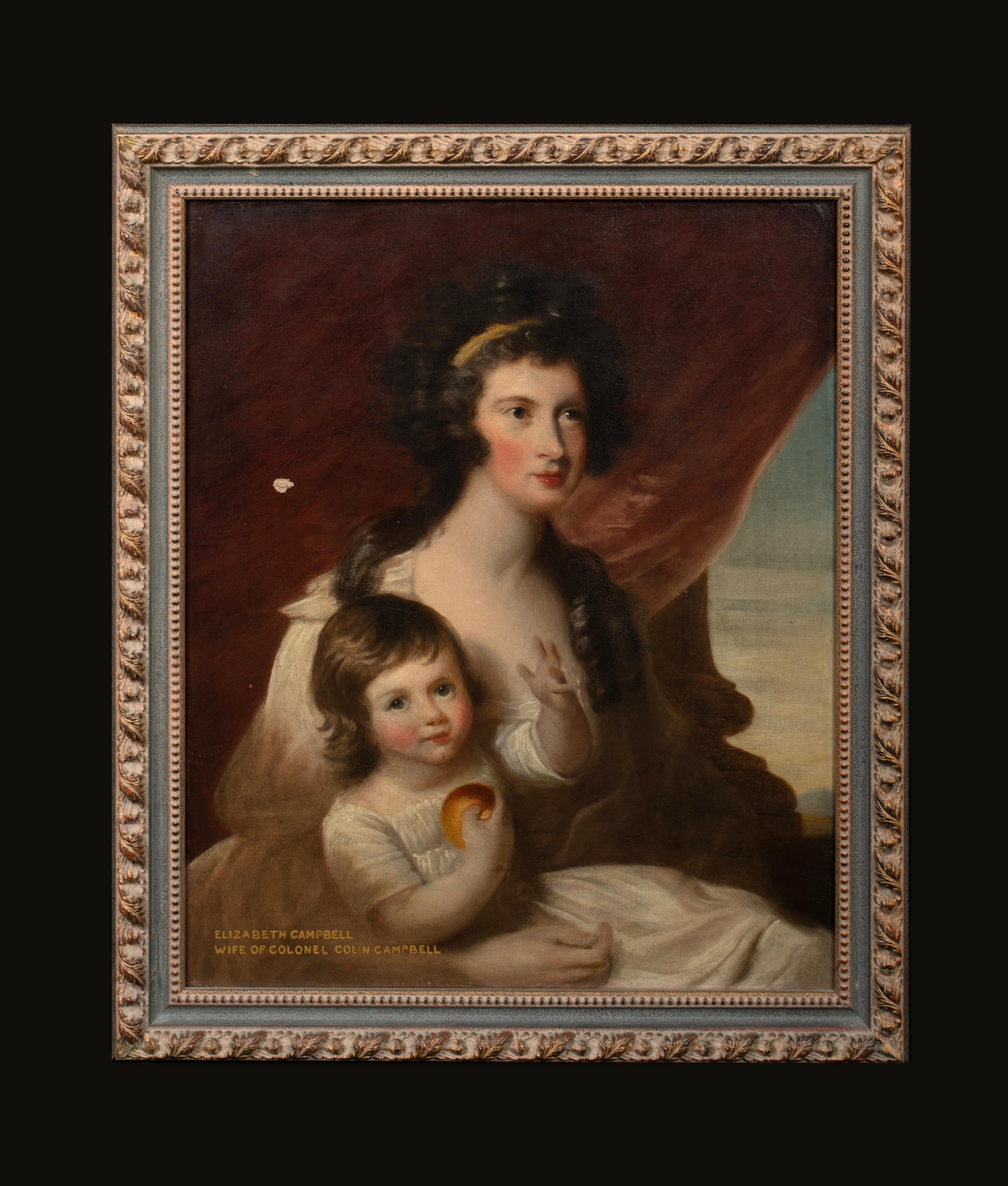 Portrait Of Elizabeth Campbell & Daughter, Wife Of Colonel Colin Campbell - Painting by Unknown