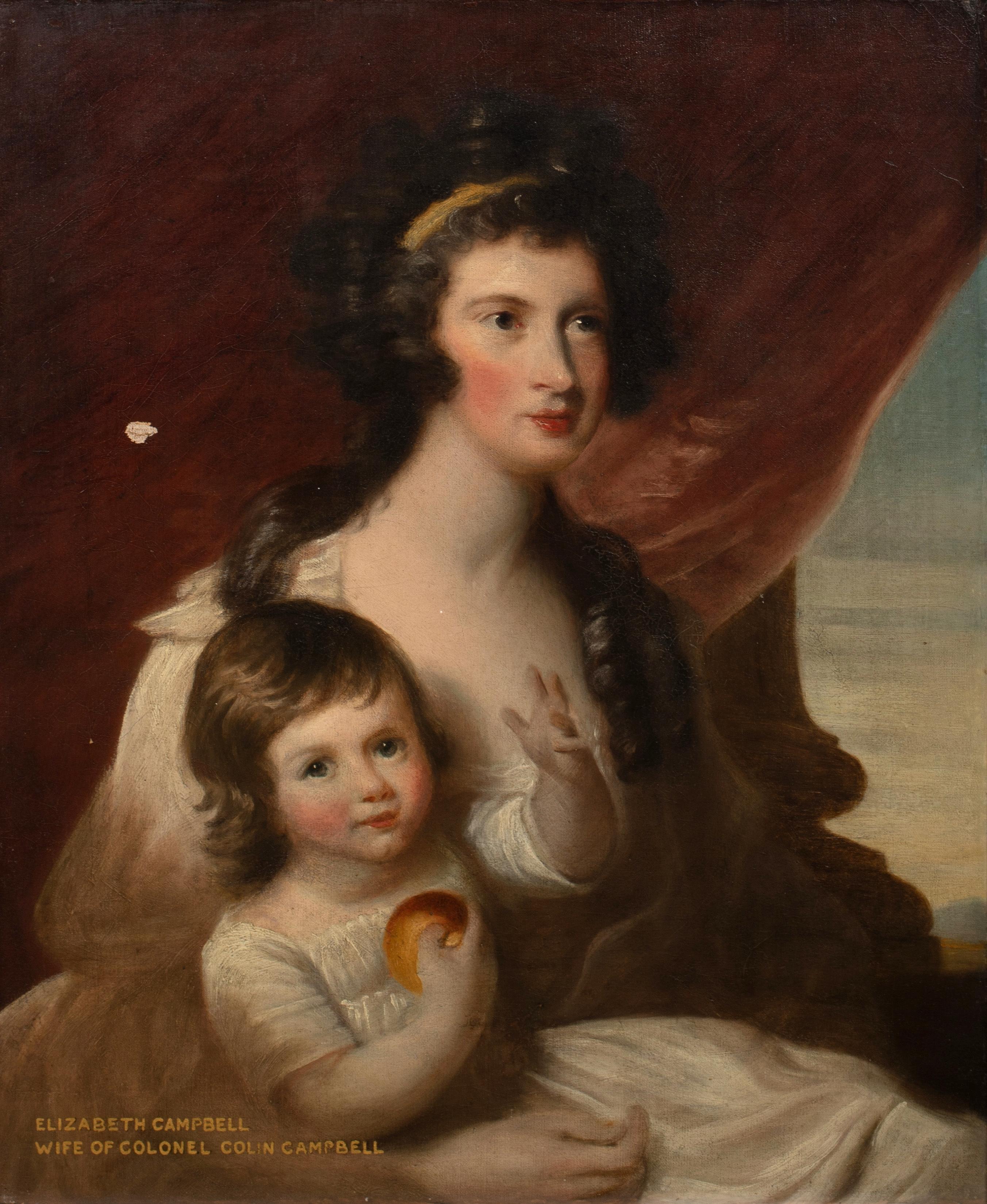 Unknown Portrait Painting - Portrait Of Elizabeth Campbell & Daughter, Wife Of Colonel Colin Campbell