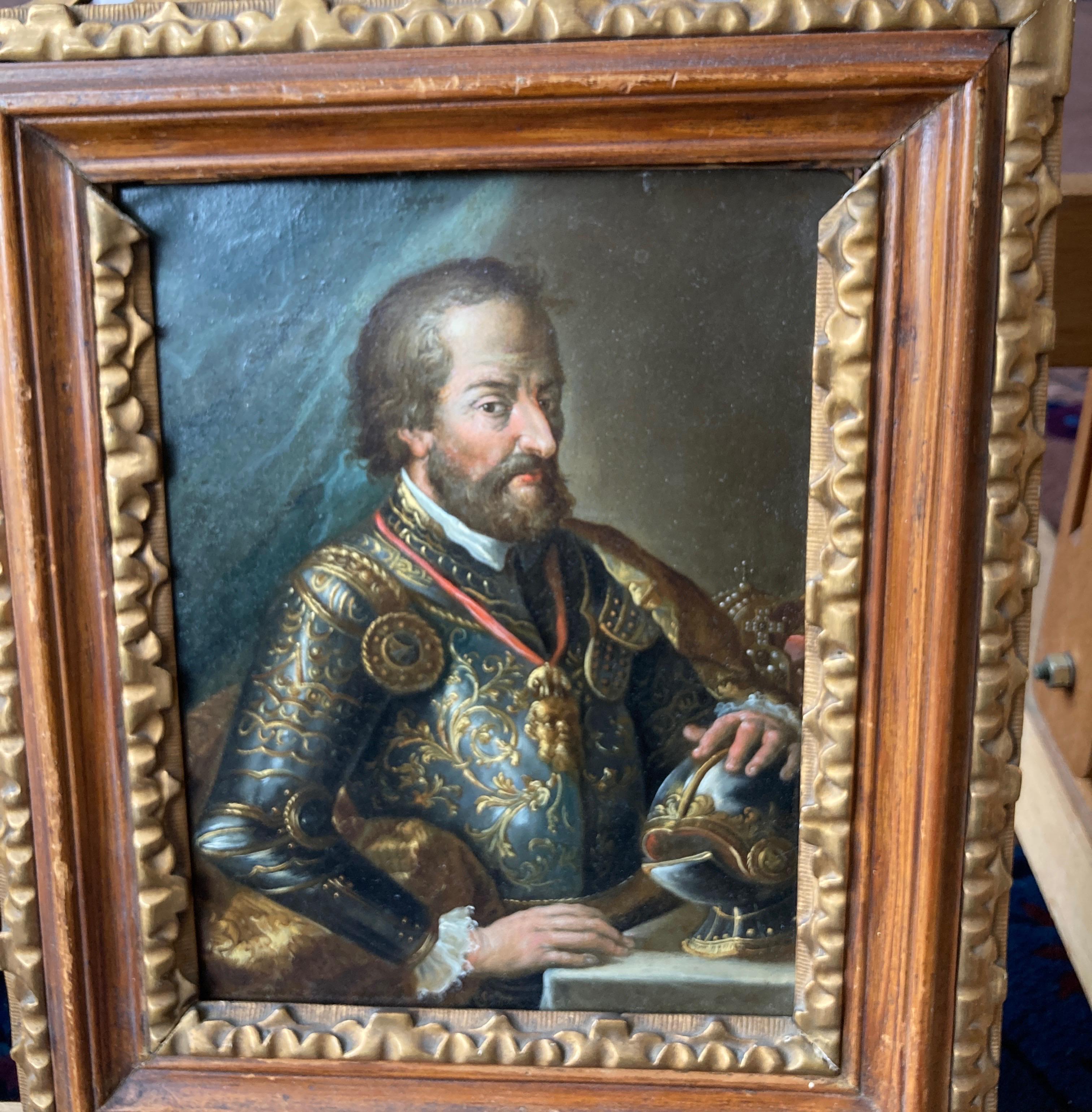 Ritratto dell'imperatore Ferdinando I. Scuola di Praga, XVII secolo, Rame, Antico Maestro in vendita 9