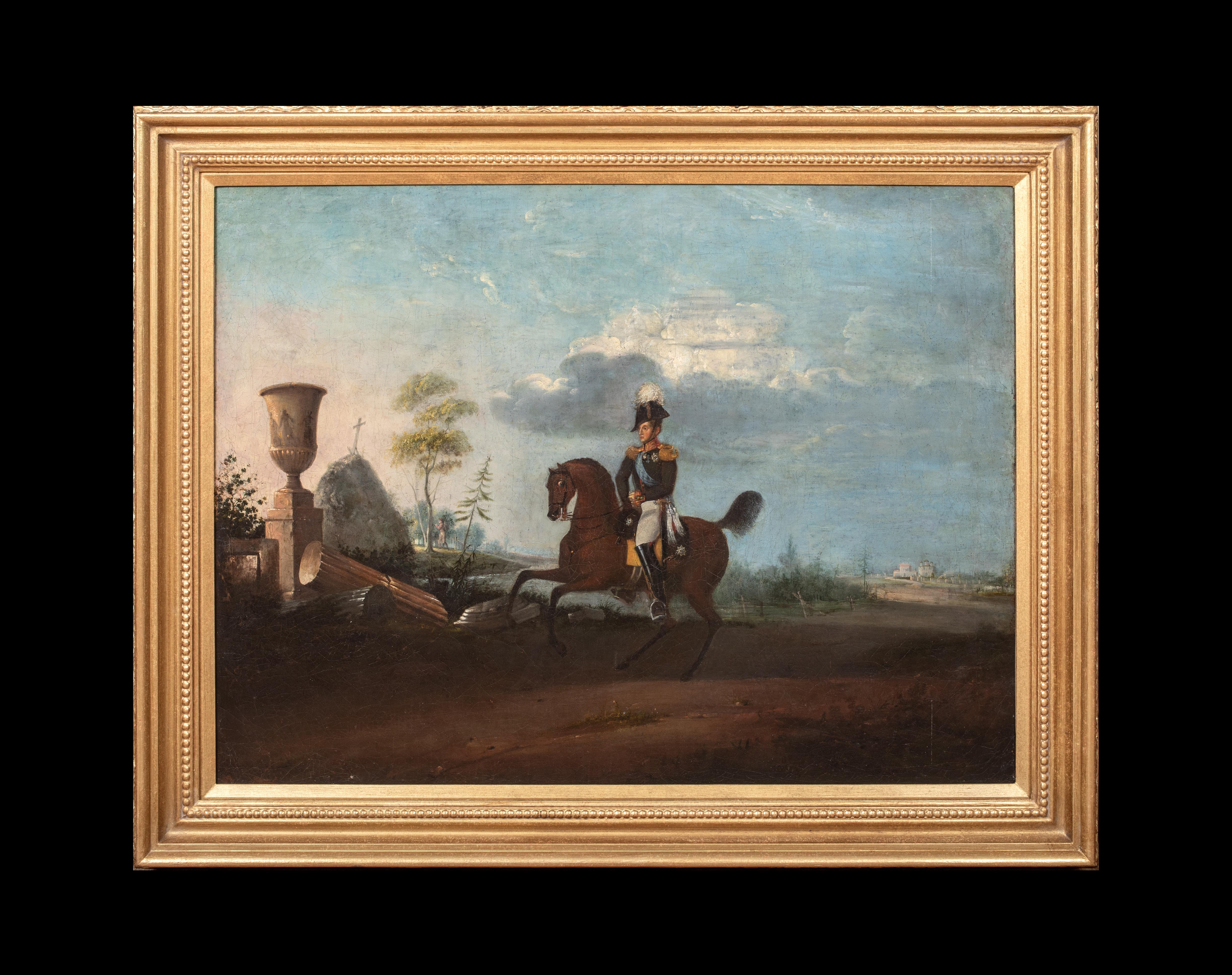 Ritratto dell'imperatore Nicola I di Russia (1796-1855) a cavallo, XIX secolo - Painting di Unknown