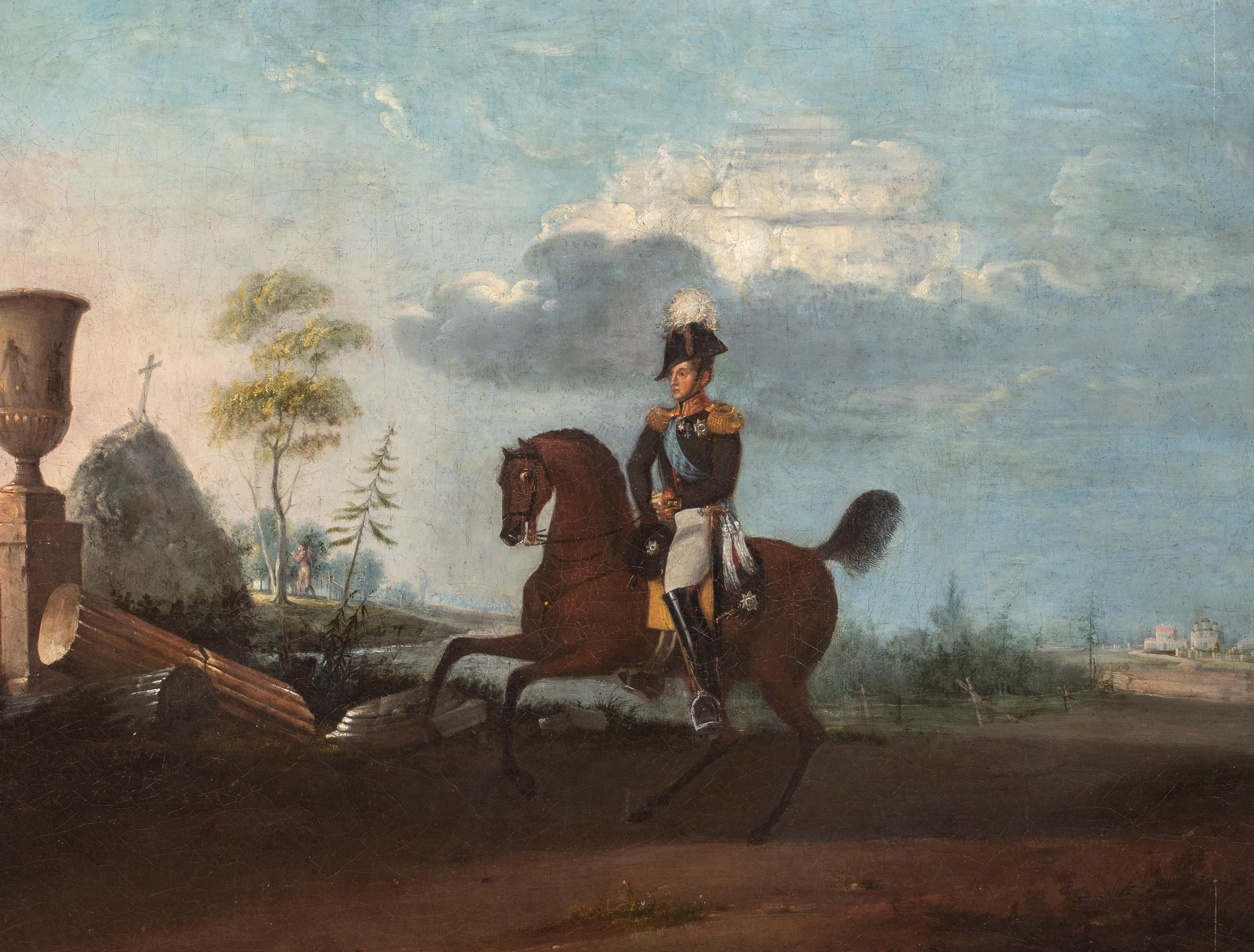 Ritratto dell'imperatore Nicola I di Russia (1796-1855) a cavallo, XIX secolo in vendita 1