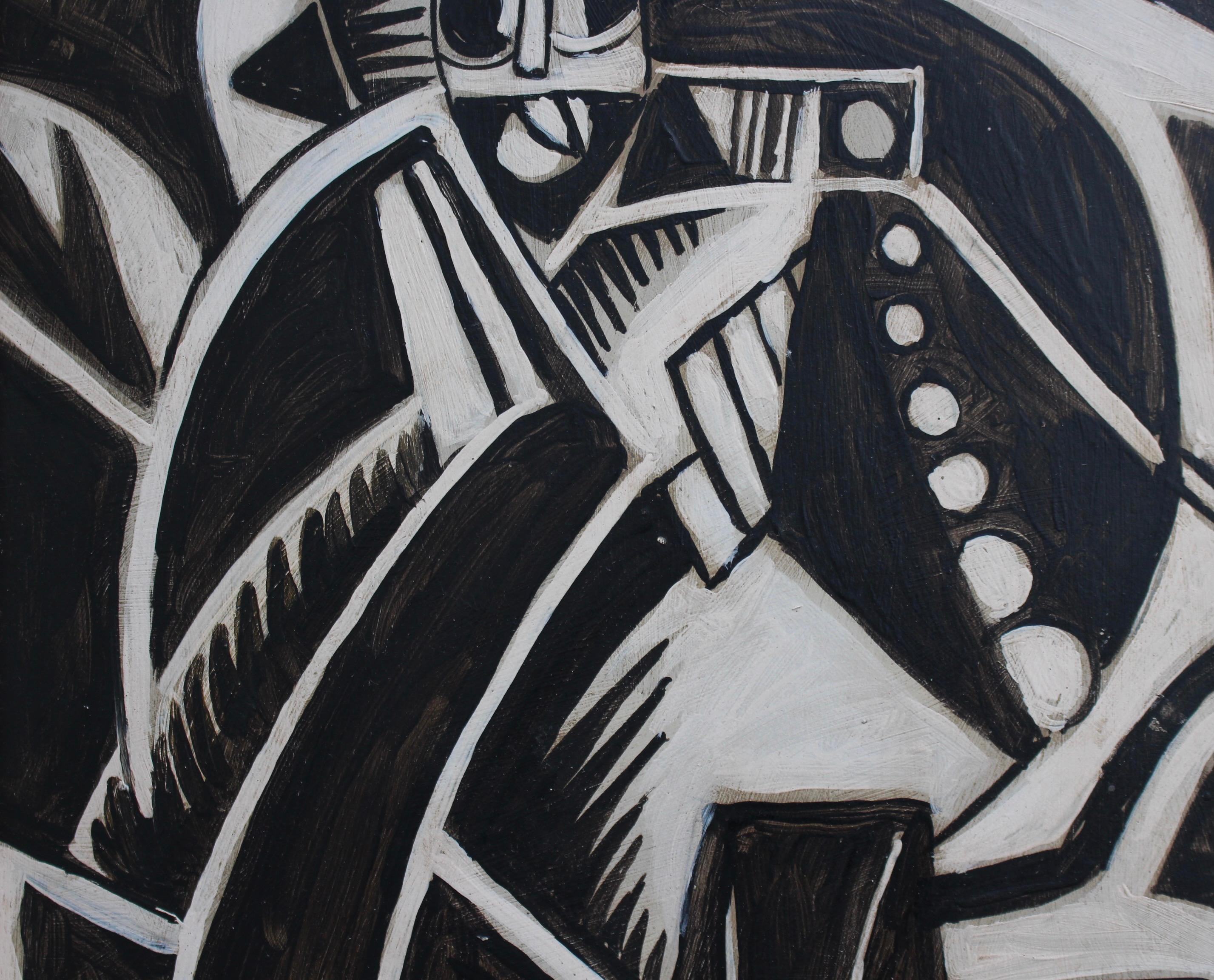 'Portrait of Future Man', German School  - Black Abstract Painting by Unknown