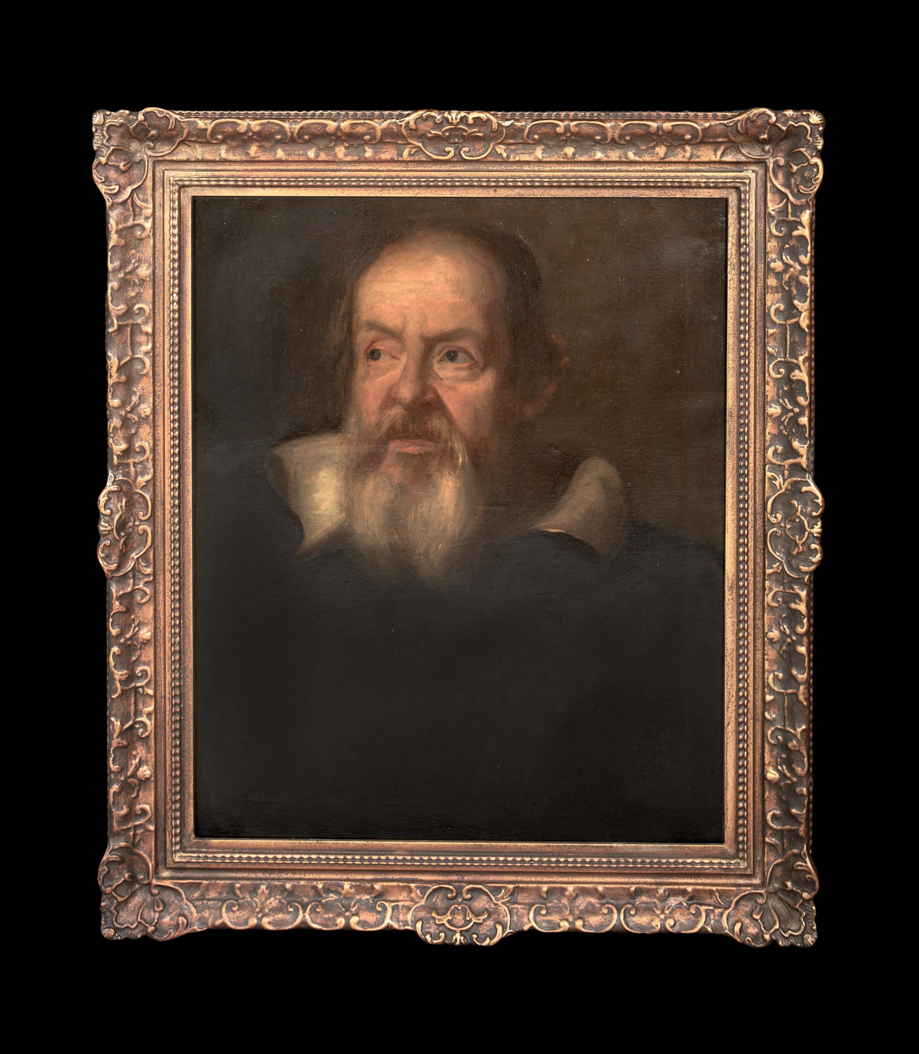 Portrait de Galilei (1564-1642)  École italienne  Grand modèle du 17e siècle - Painting de Unknown
