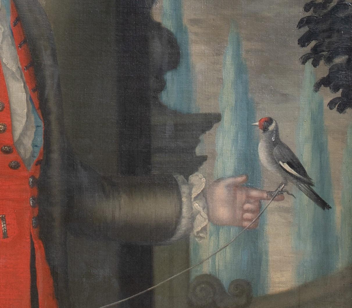 Portrait de George Savage de Princeton, tenant un oiseau de compagnie 18e siècle 4