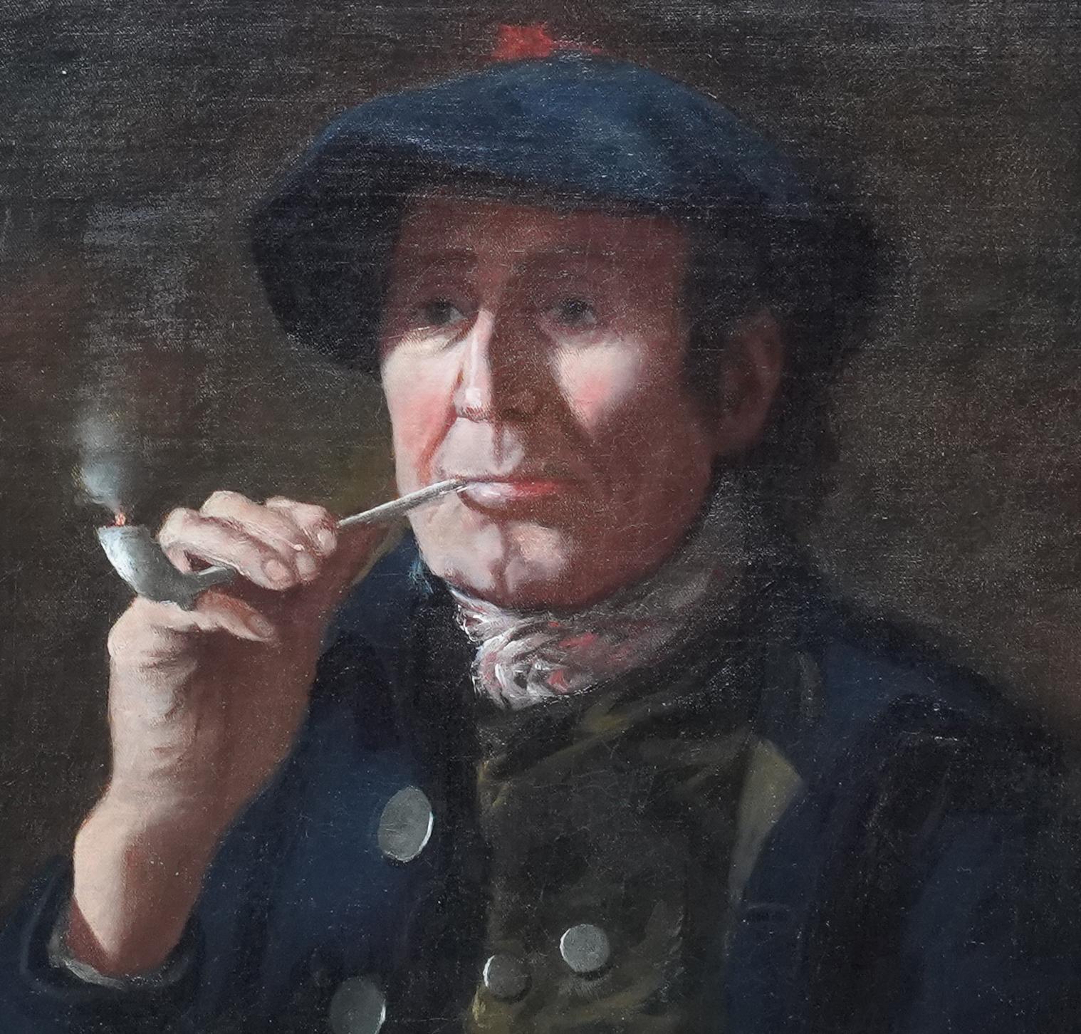 Portrait of Scottish Gentleman with Clay Pipe - 18th century art oil painting  For Sale 1