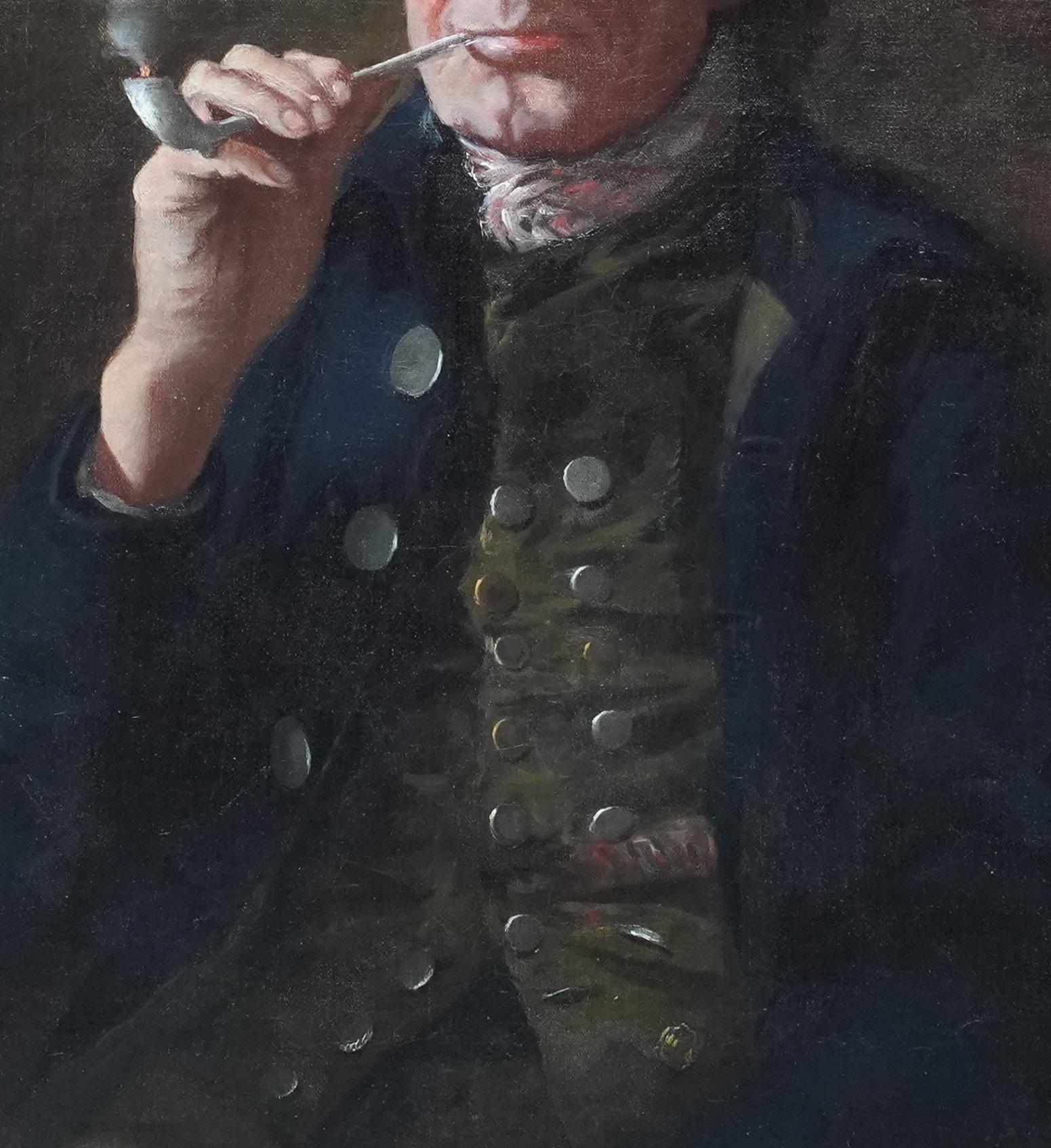 Portrait of Scottish Gentleman with Clay Pipe - 18th century art oil painting  For Sale 3