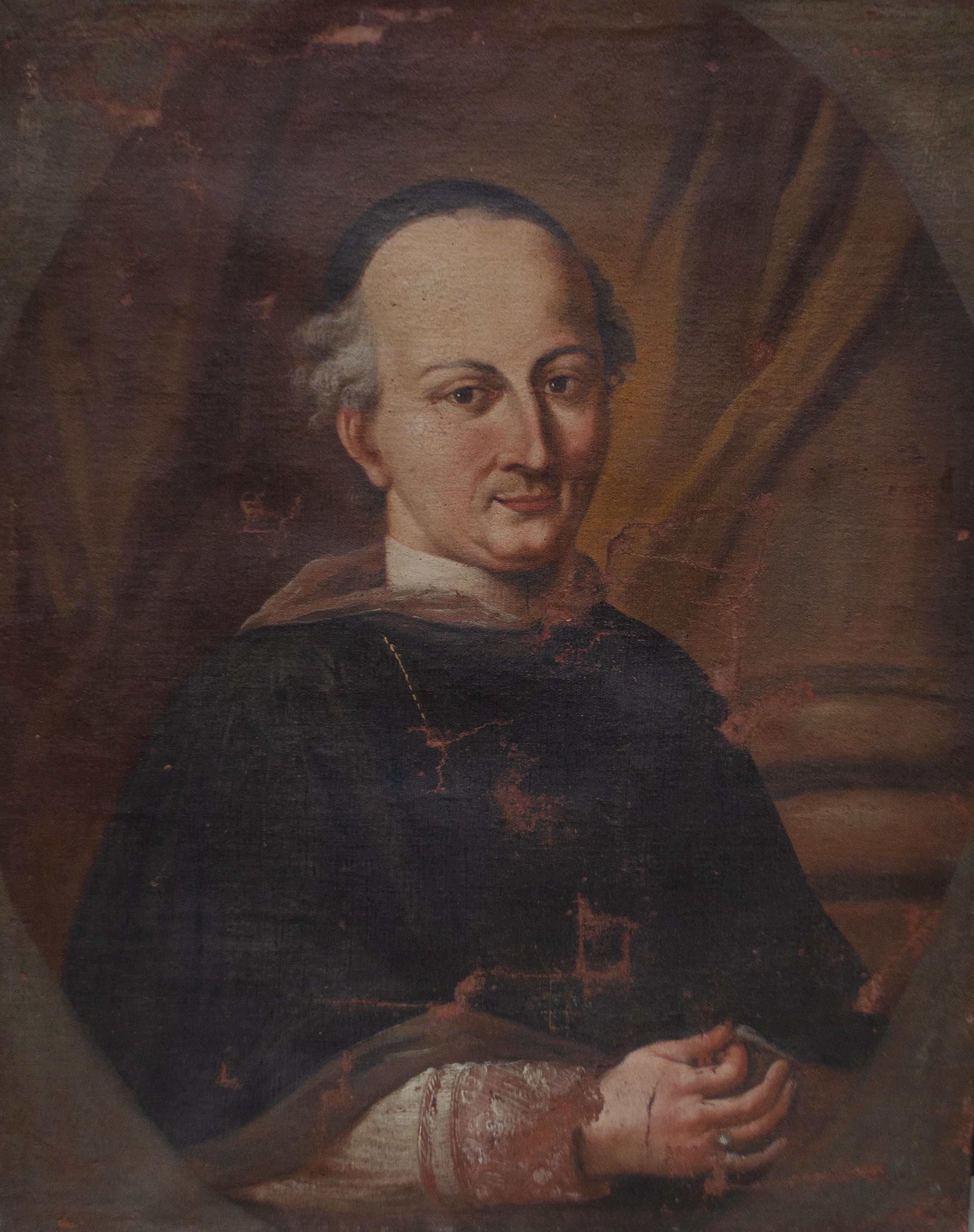 Portrait of Bishop of Verona Giovanni Morosini (1719 - 1789), Italian school.

Technique: oil on canvas painting, relined canvas.

Late 18th century.
Represents a church man.
The figure of Monsignor Giovanni Morosini is depicted against the