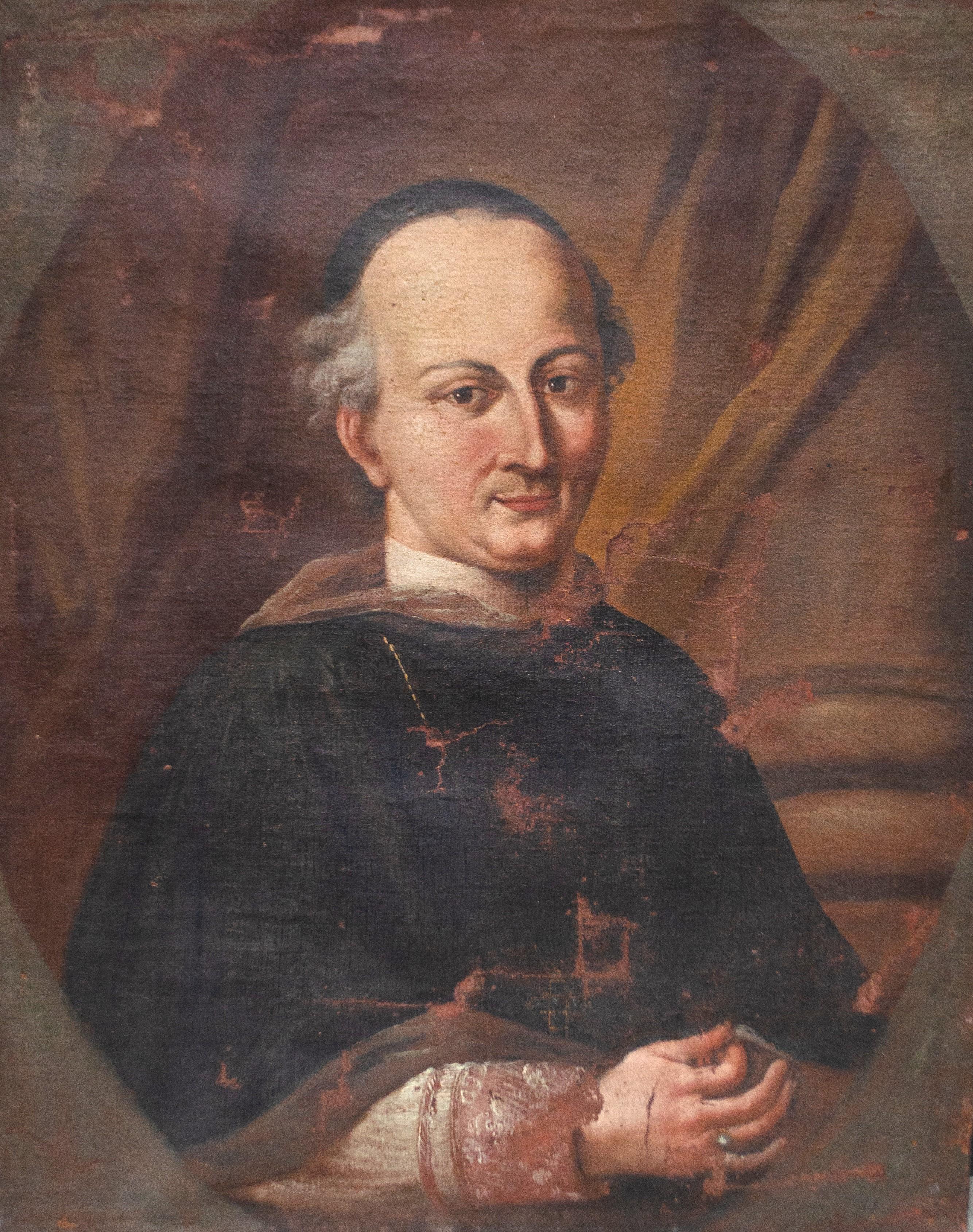 Portrait Painting Unknown - Portrait de Giovanni Morosini (1719 - 1789), école italienne.  Fin du XVIIIe siècle