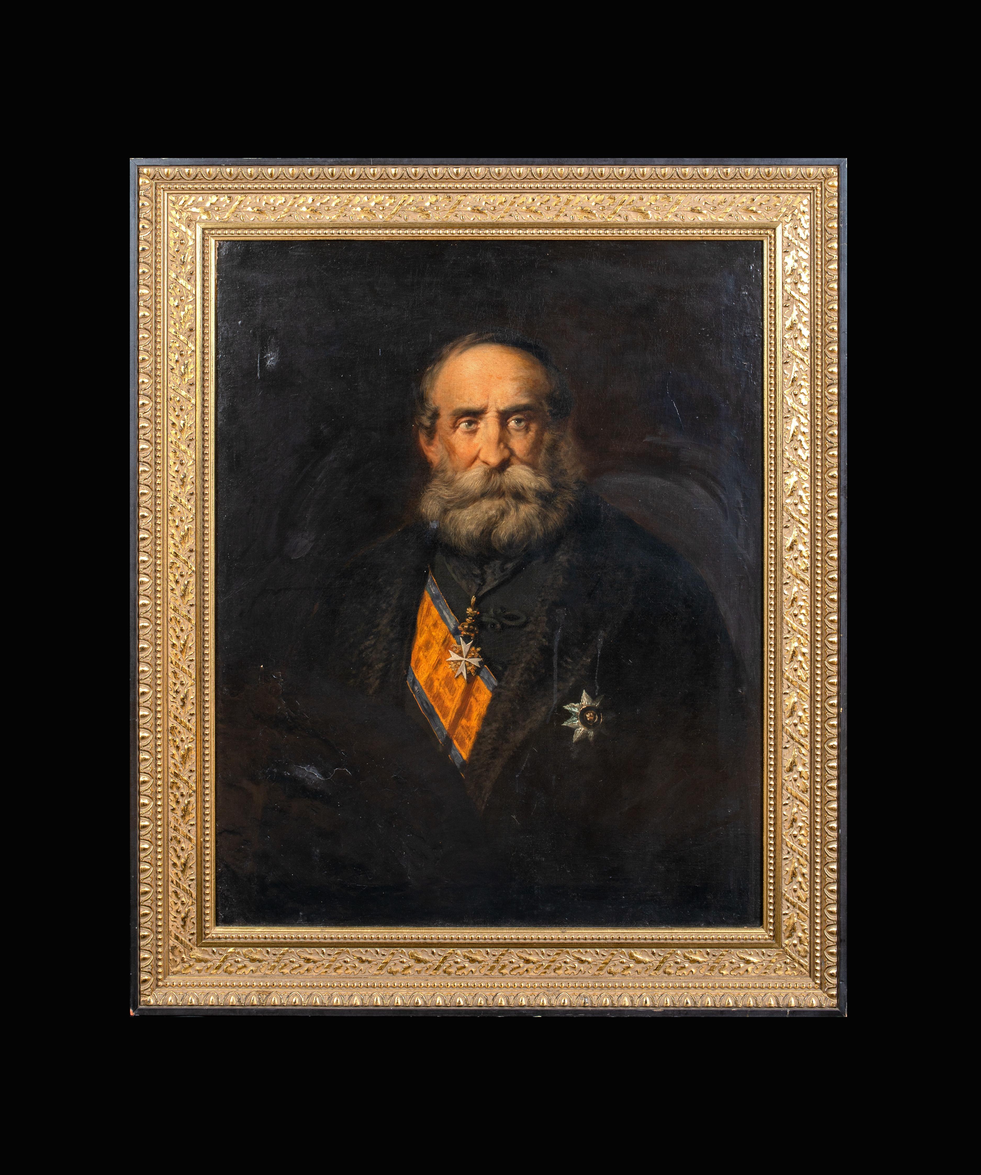 Portrait de Giuseppe Garibaldi (1807-1882), 19ème siècle - Painting de Unknown