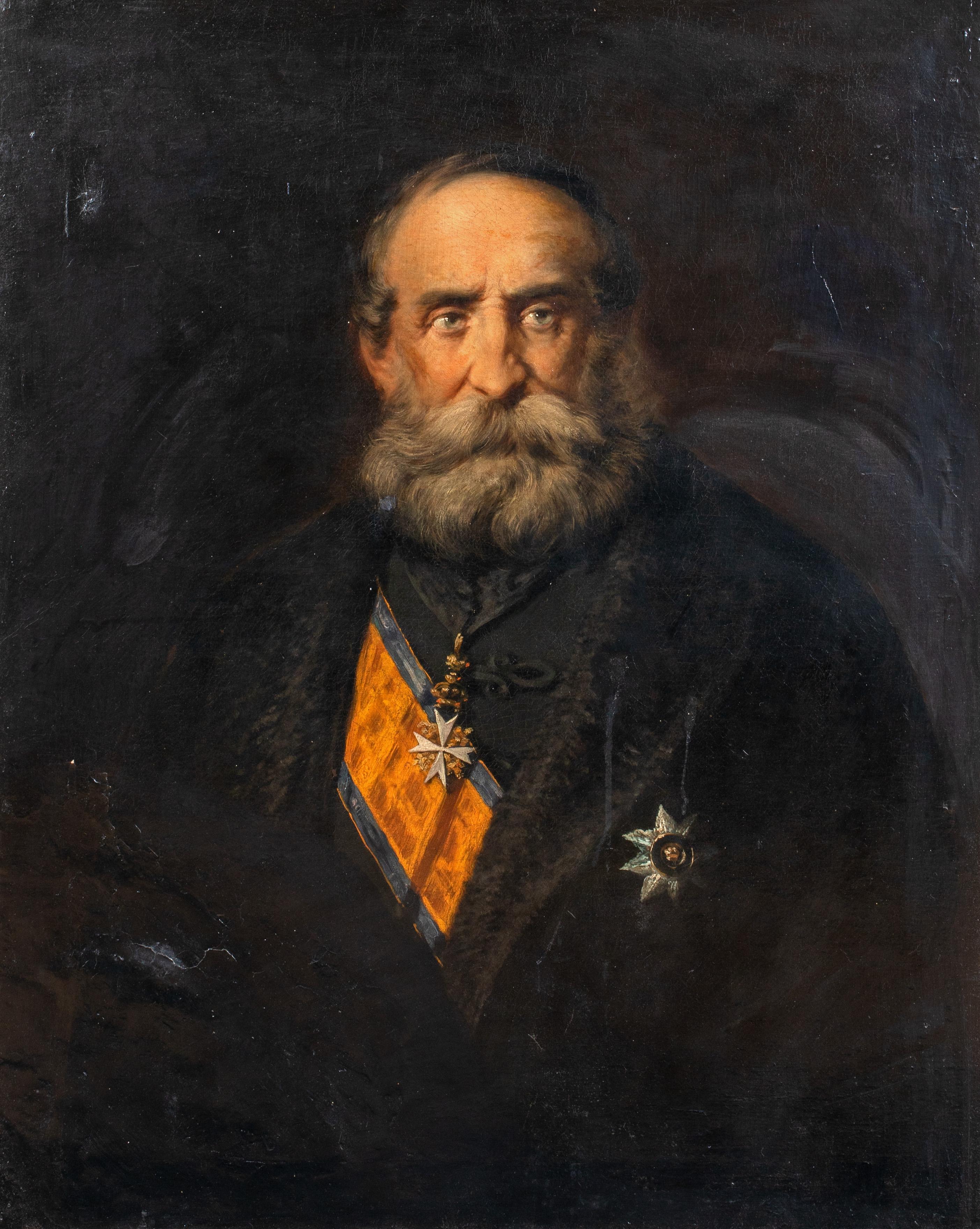 Portrait de Giuseppe Garibaldi (1807-1882), 19ème siècle - Noir Portrait Painting par Unknown