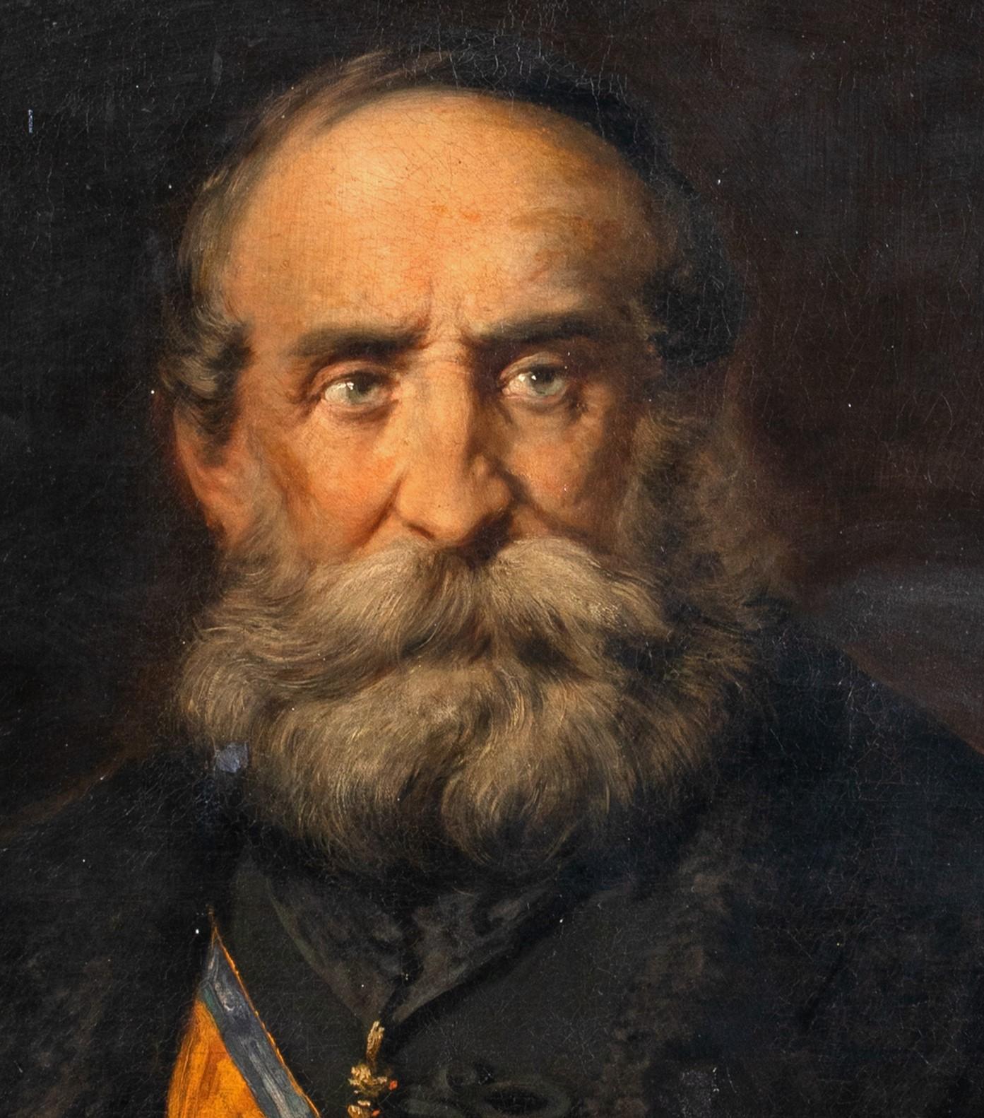 Portrait Of Giuseppe Garibaldi (1807-1882), 19th Century - Black Portrait Painting by Unknown