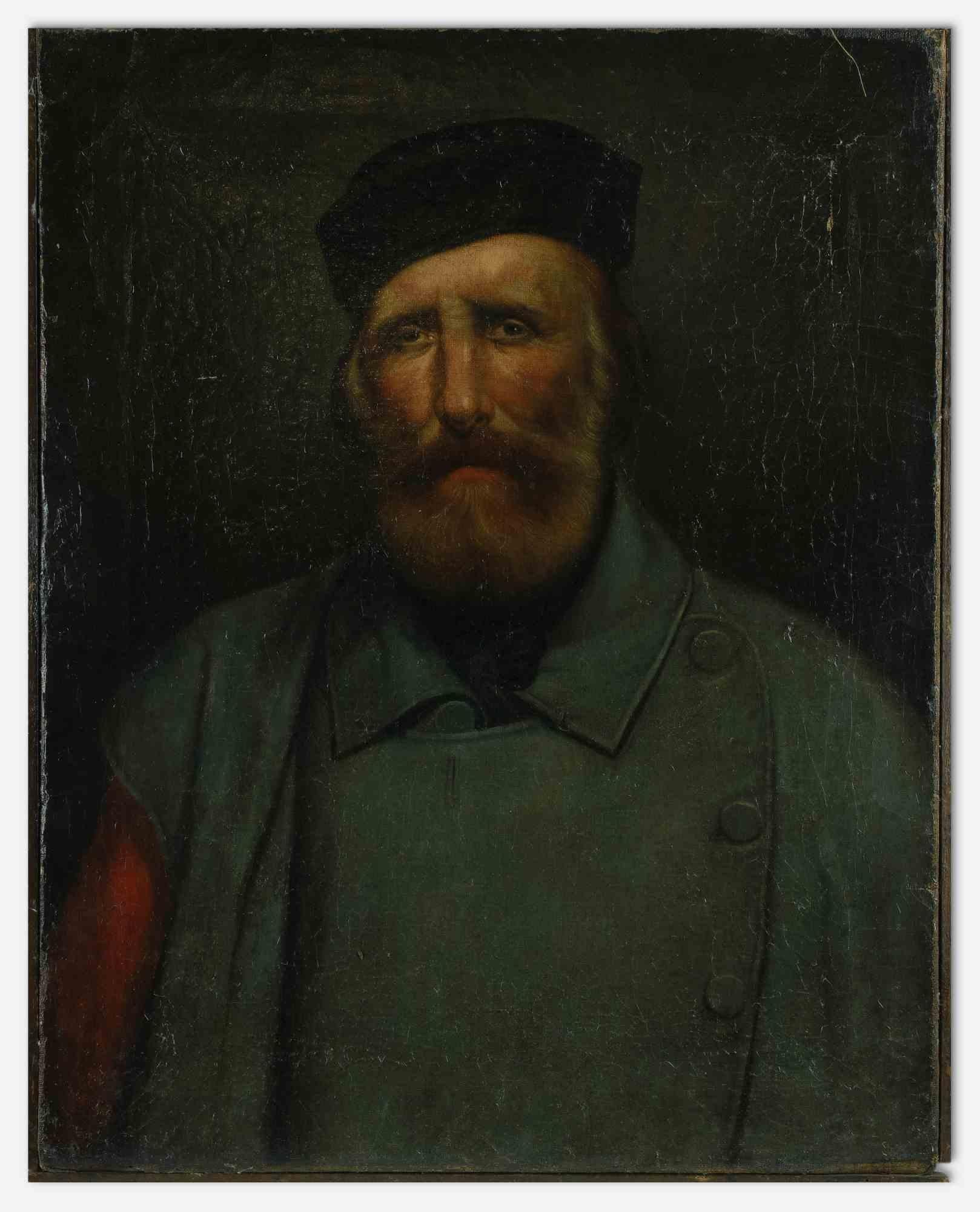 Figurative Painting Unknown - Portrait de Giuseppe Garibaldi - Peinture à l'huile - 19ème siècle