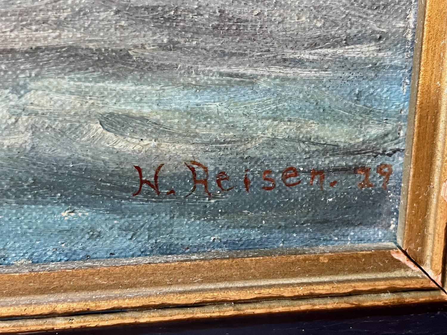 Portrait of Granddaddy’s White-hulled Steamship (Before the ‘29 Crash) - Impressionist Painting by Unknown