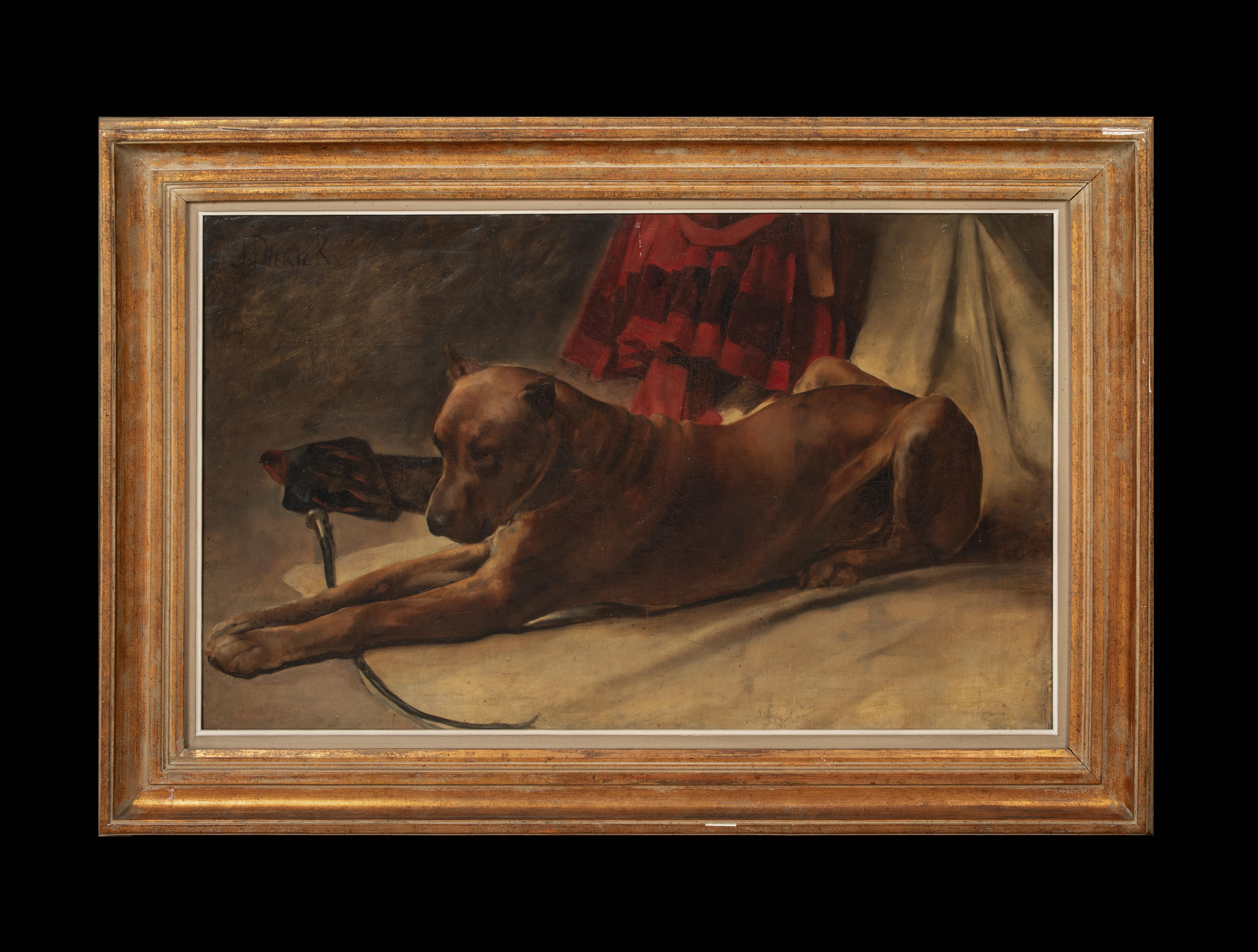 Porträt einer Dogge „Achilles“, 19. Jahrhundert  von Joseph DIERICKX – Painting von Unknown