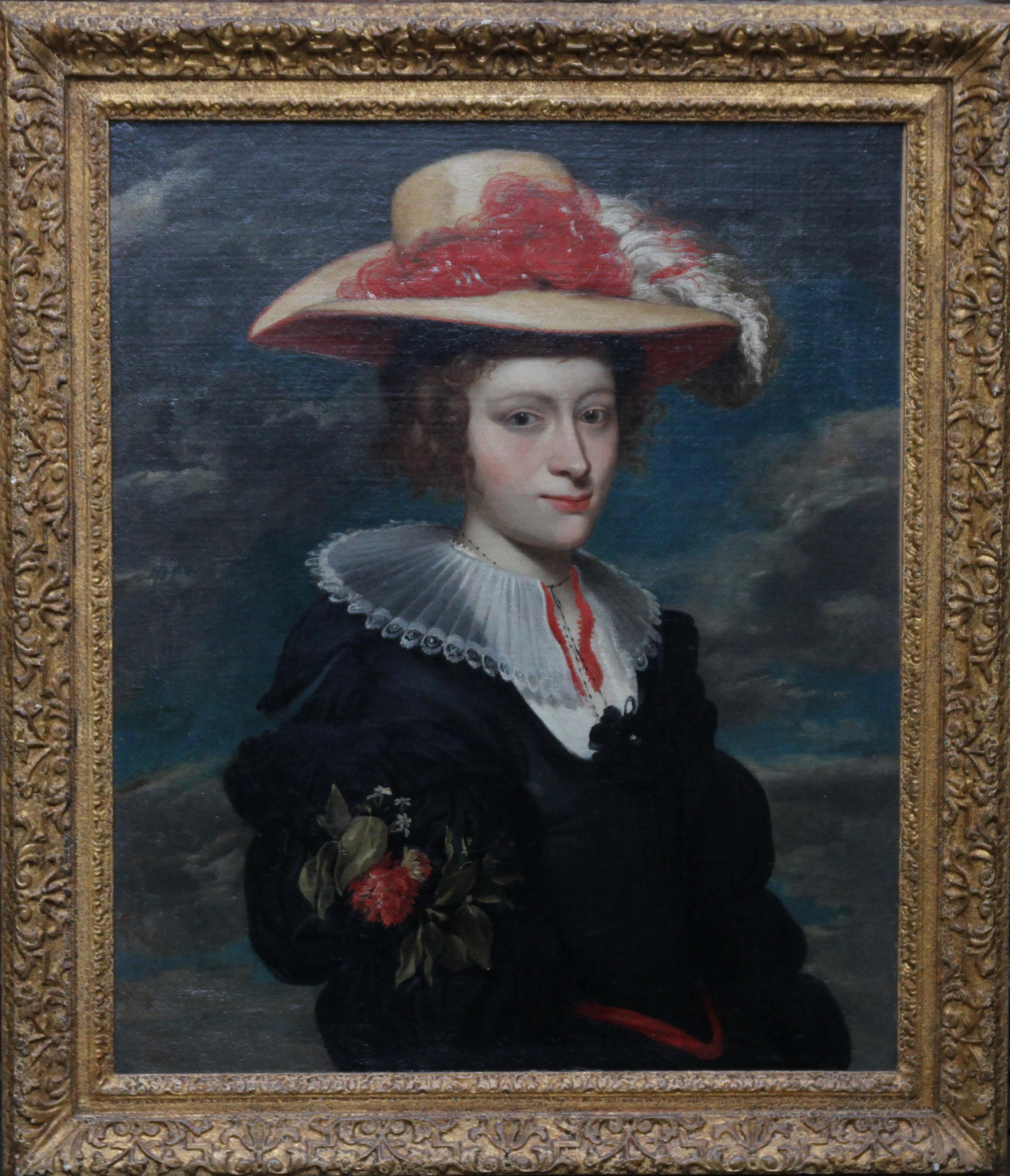 Portrait of Helena Fourment, Ruben's 2nd Wife - Flemish Old Master oil painting For Sale 7