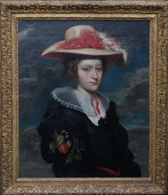 Porträt von Helena Fourment, Rubens 2. Ehefrau, flämisches Ölgemälde