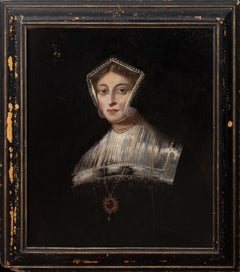 Antique Portrait of Jane Seymour (1508-1537) Second Wife of King Henry VIII 17th Century