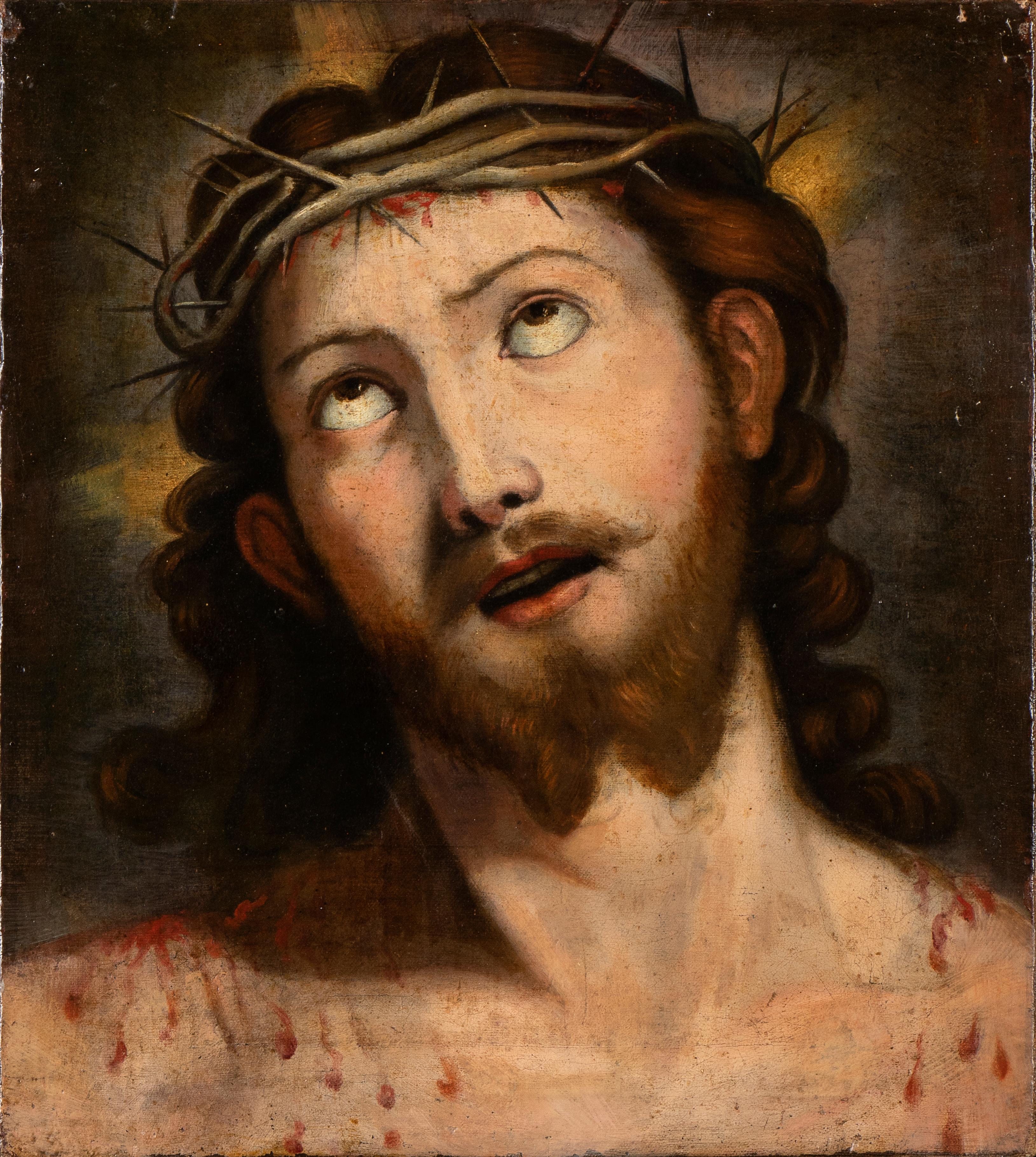 Unknown Figurative Painting - Portrait of Jesus Christ as "Ecce Homo " Italian School of The XVII Century 