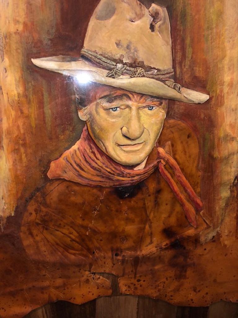 Portrait of John Wayne - Brown Portrait Painting by Unknown