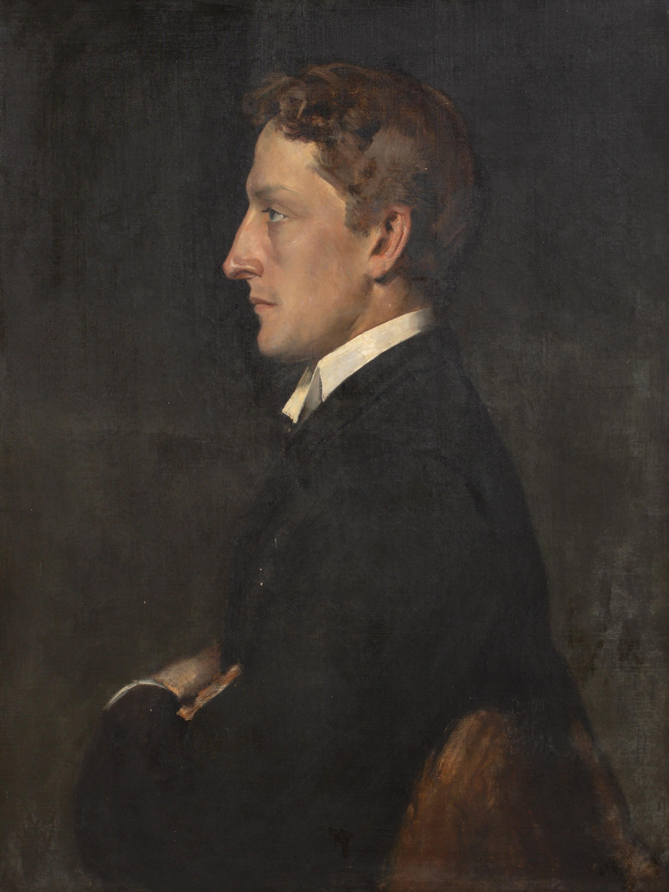 Portrait of Johnston Forbes-Robertson (1853-1937), dated 1886 by Alfred Quinton - Black Portrait Painting by Unknown