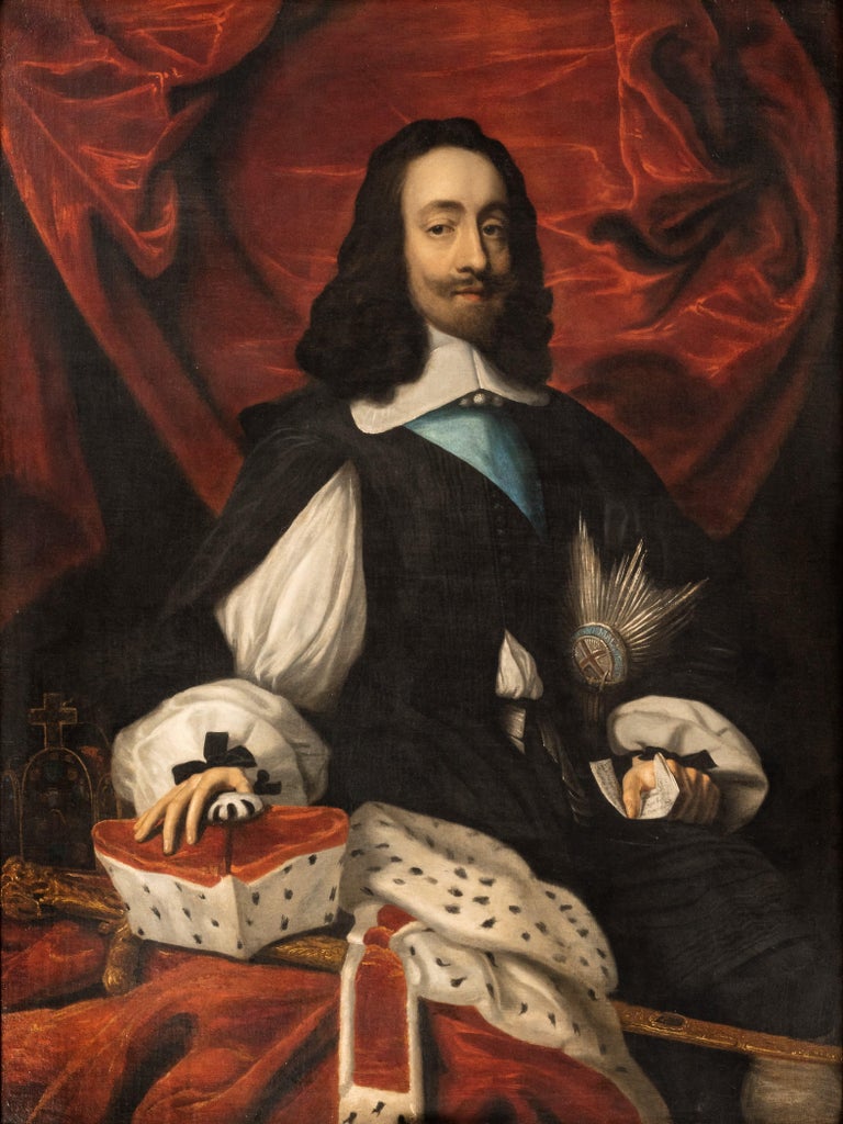 Portrait of King Charles I (1600-1649), in a black slashed doublet  - Painting by Unknown