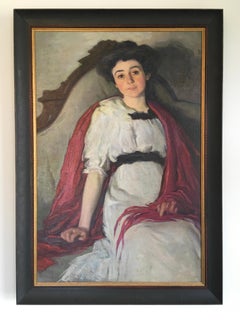 'Portrait of Lady in White', Unknown artist from Boston School, Oil on Canvas