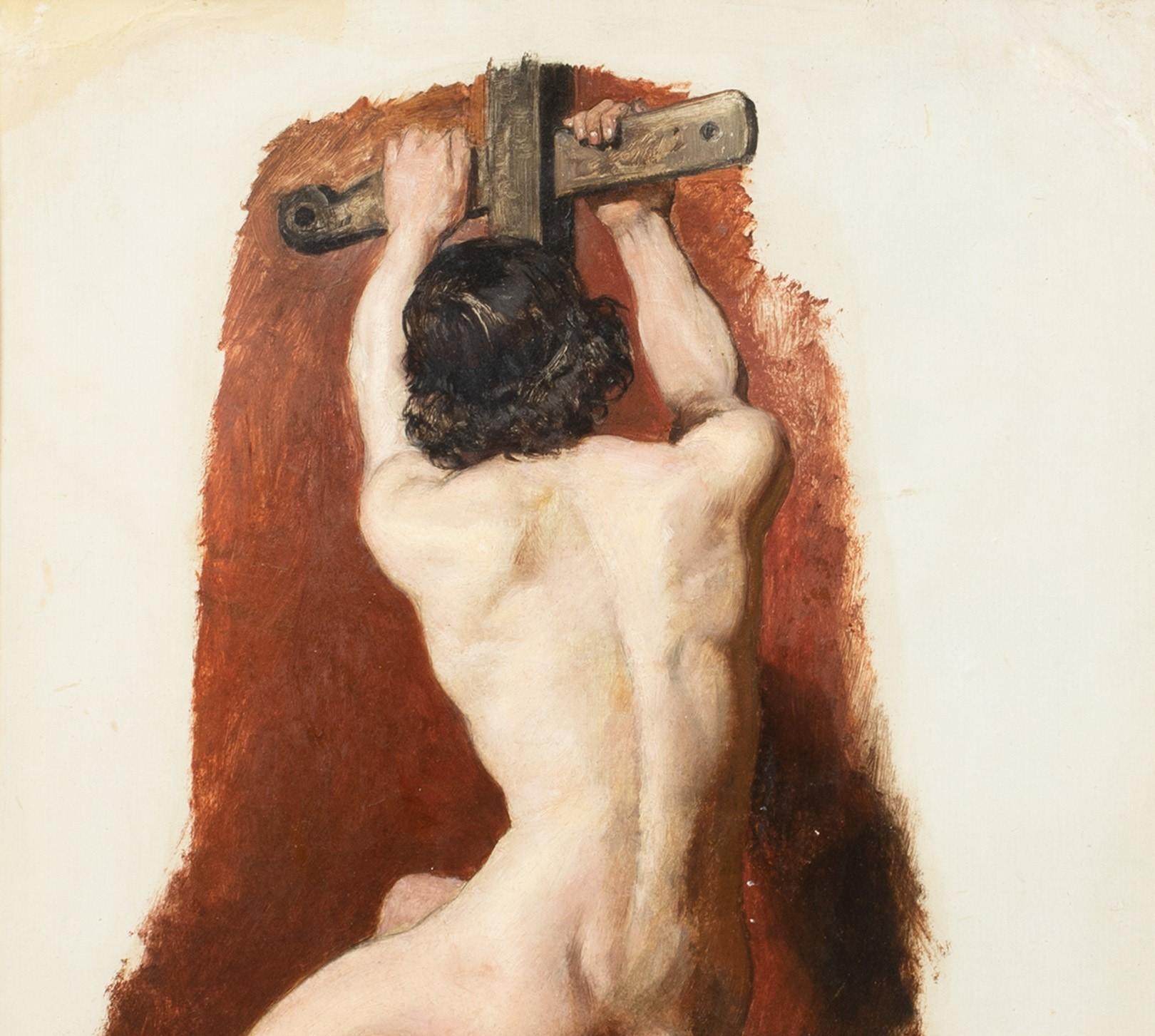 Porträt eines nackten Mannes mit Kruzifix, 19. Jahrhundert (Beige), Still-Life Painting, von William Etty R.A.
