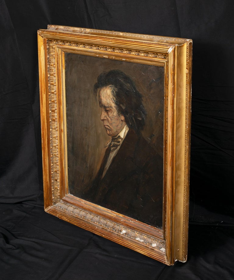 Portrait Of Ludwig van Beethoven (1770-1827), 19th Century - Black Portrait Painting by Unknown