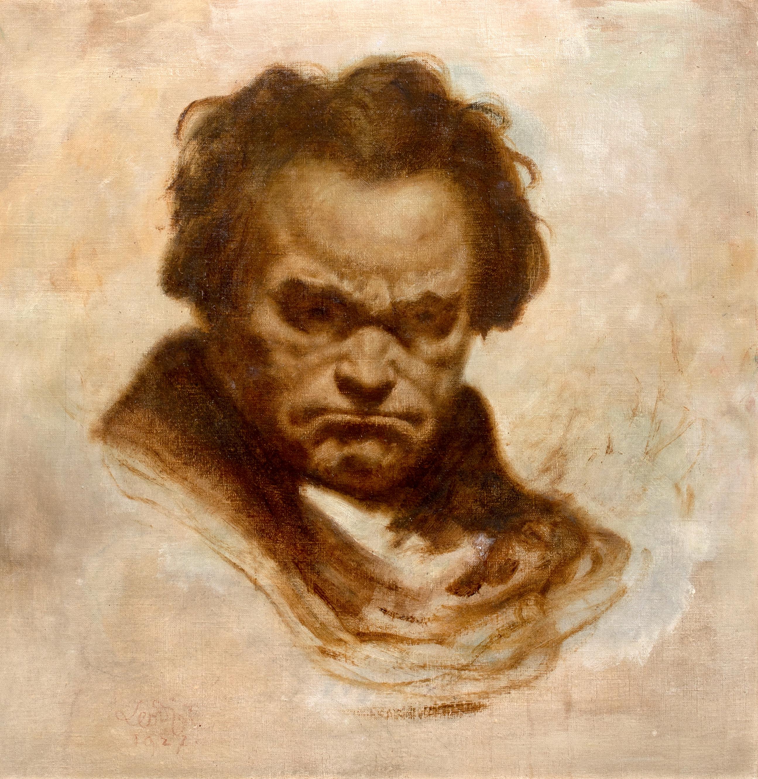 Ritratto di Ludwig Van Beethoven (1770-1827) - Portrait Painting Beige di Unknown