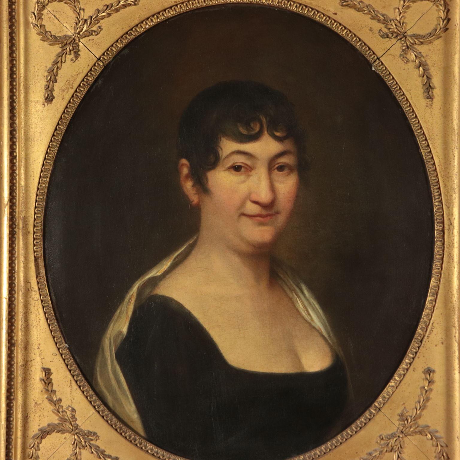 Portrait of Madame Sebatien Bottin, Oil on Canvas, 19th Century - Other Art Style Painting by Unknown