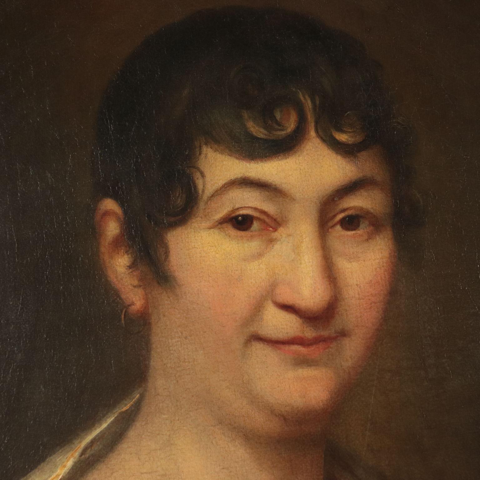 Portrait of Madame Sebatien Bottin, Oil on Canvas, 19th Century - Brown Portrait Painting by Unknown