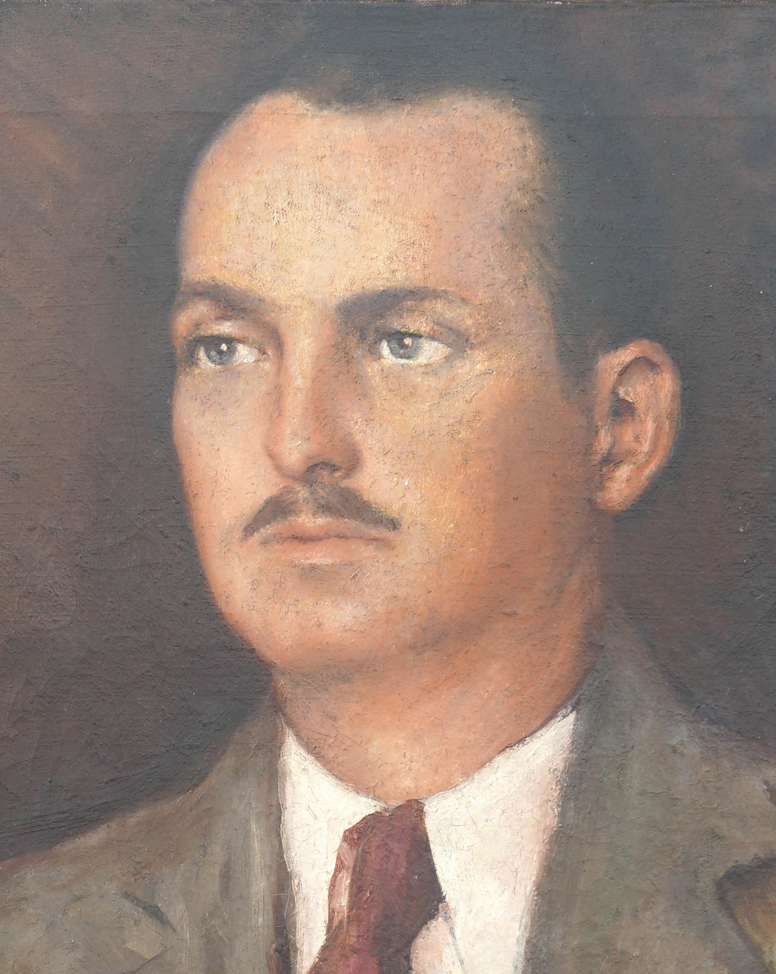 Porträt eines Mannes – Ähnliches von Django Reinhardt – Painting von Unknown