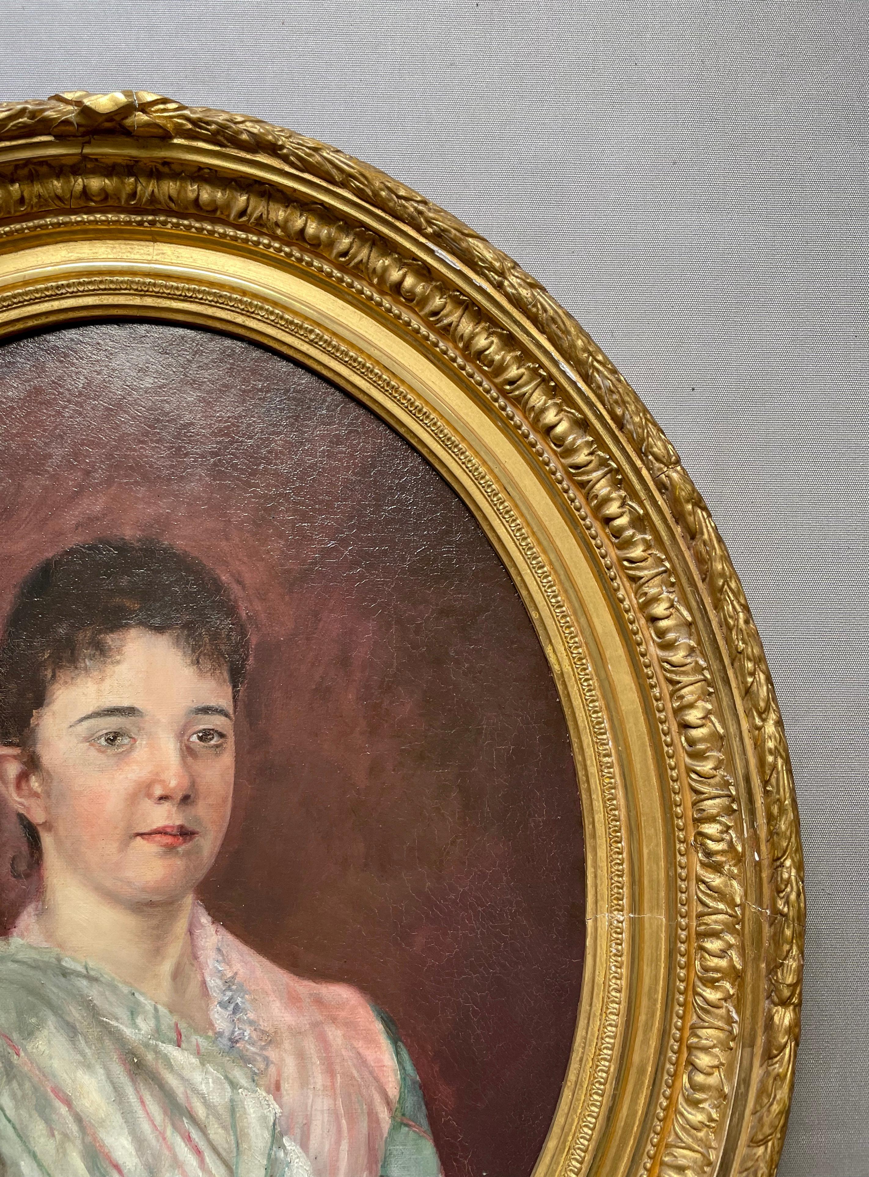 Portrait of Marie Alice Edmée Esterhazy.
Oil on canvas 19th century.
Good condition.
Tiny lack of gilding on the frame.
Chassis: 46 x 38 cm
Frame: 59 x 51 cm