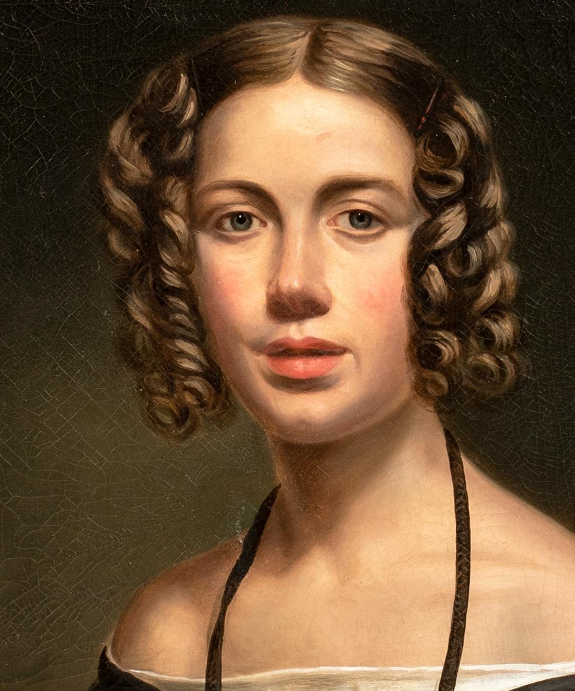 Portrait Of Mary Brown Forsyth (1810-1897)

Scottish School 

Large 19th Century Scottish portrait of Mary Brown Forsyth later Howieson, oil on canvas. Excellent quality portrait of the pretty young sitter with ringlets in her hair at a study with a