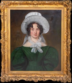 Antique Portrait Of Matilda Currie, aged 28, Wearing an elaborate Bonnet, 19th Century  