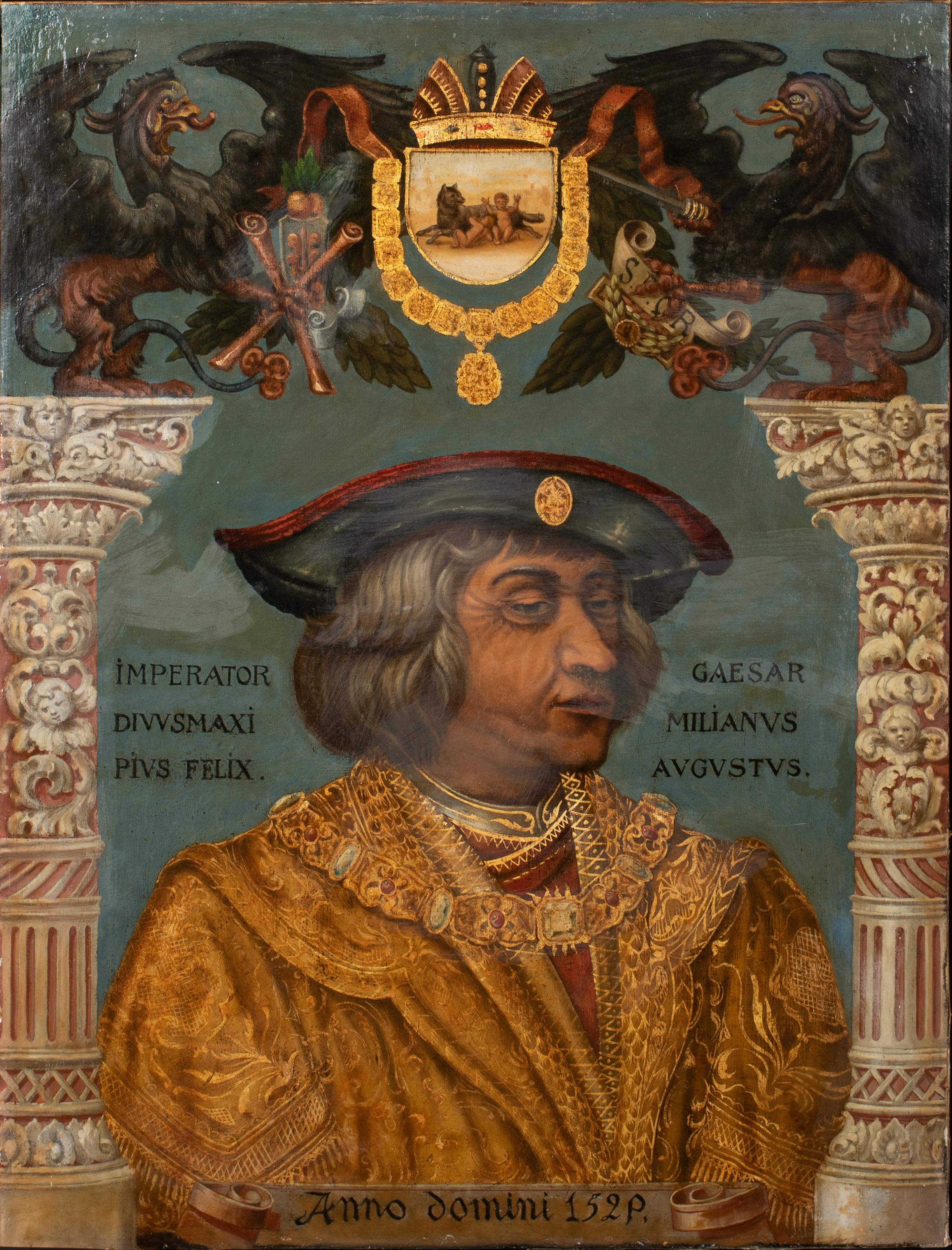Unknown Portrait Painting – Porträt des Heiligen Römischen Kaisers Maximilian I. und Erzherzog von Österreich, 17. Jahrhundert