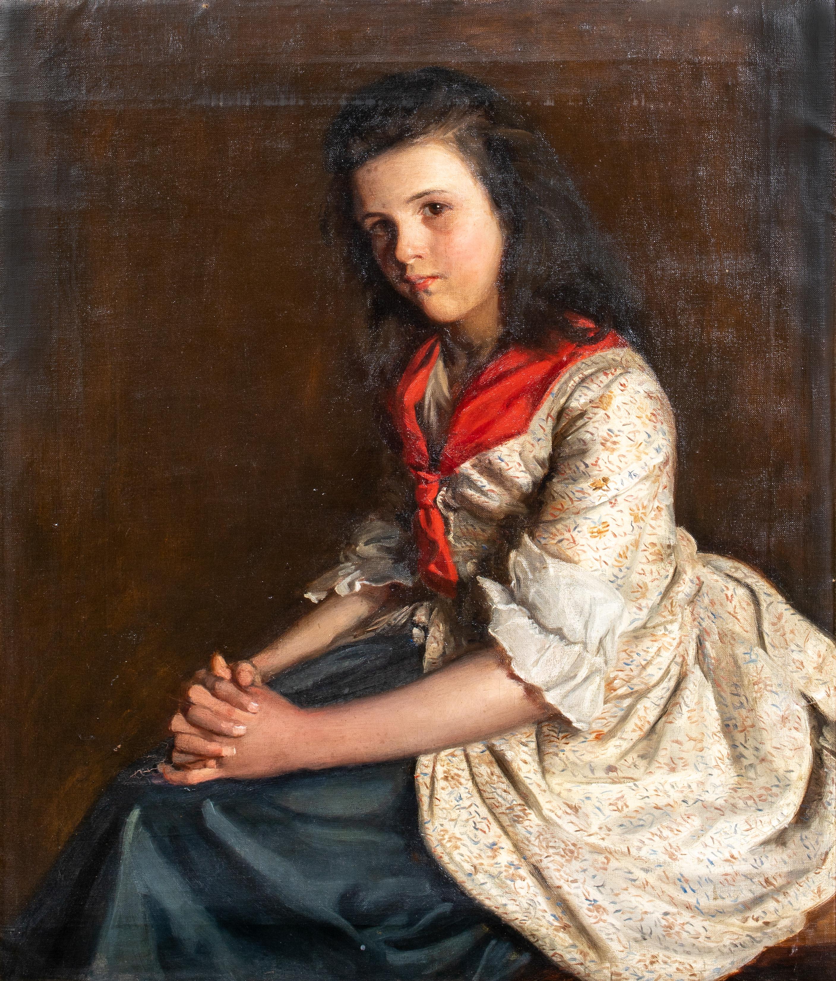 Portrait of Miss Allen, by Fairlie Harmar, Viscountess Harberton (1876-1945) - Brown Portrait Painting by Unknown