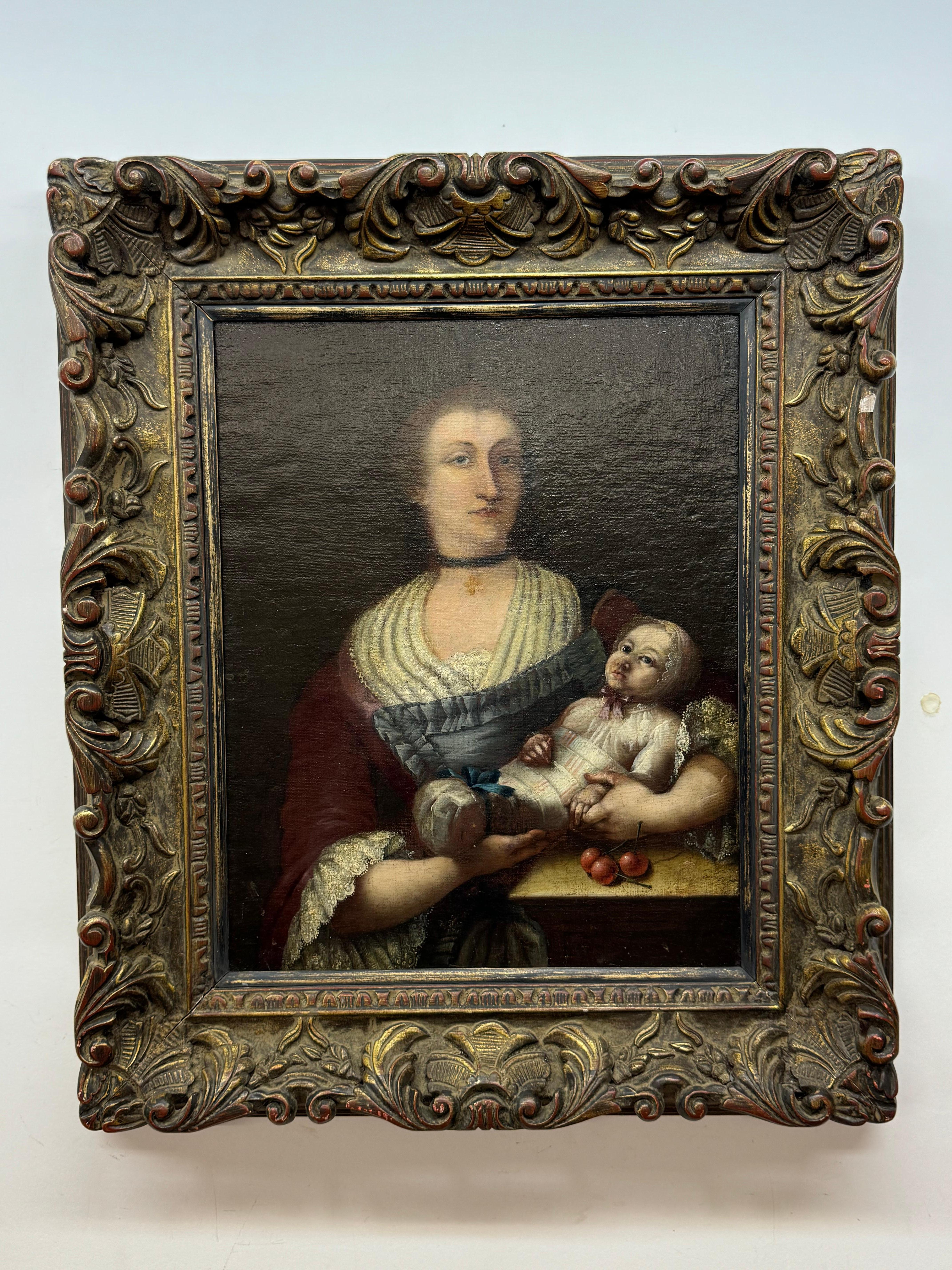Portrait d'une mère et d'un enfant 19e siècle  en vente 1