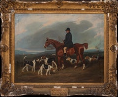 Portrait de M. William Willard, chevaux et chiens de chasse, à la chasse de Brighton, 1857  