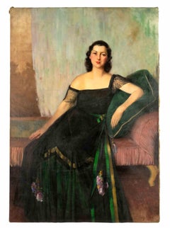 Antique Portrait of Noble Woman - Original Painting - 1920s