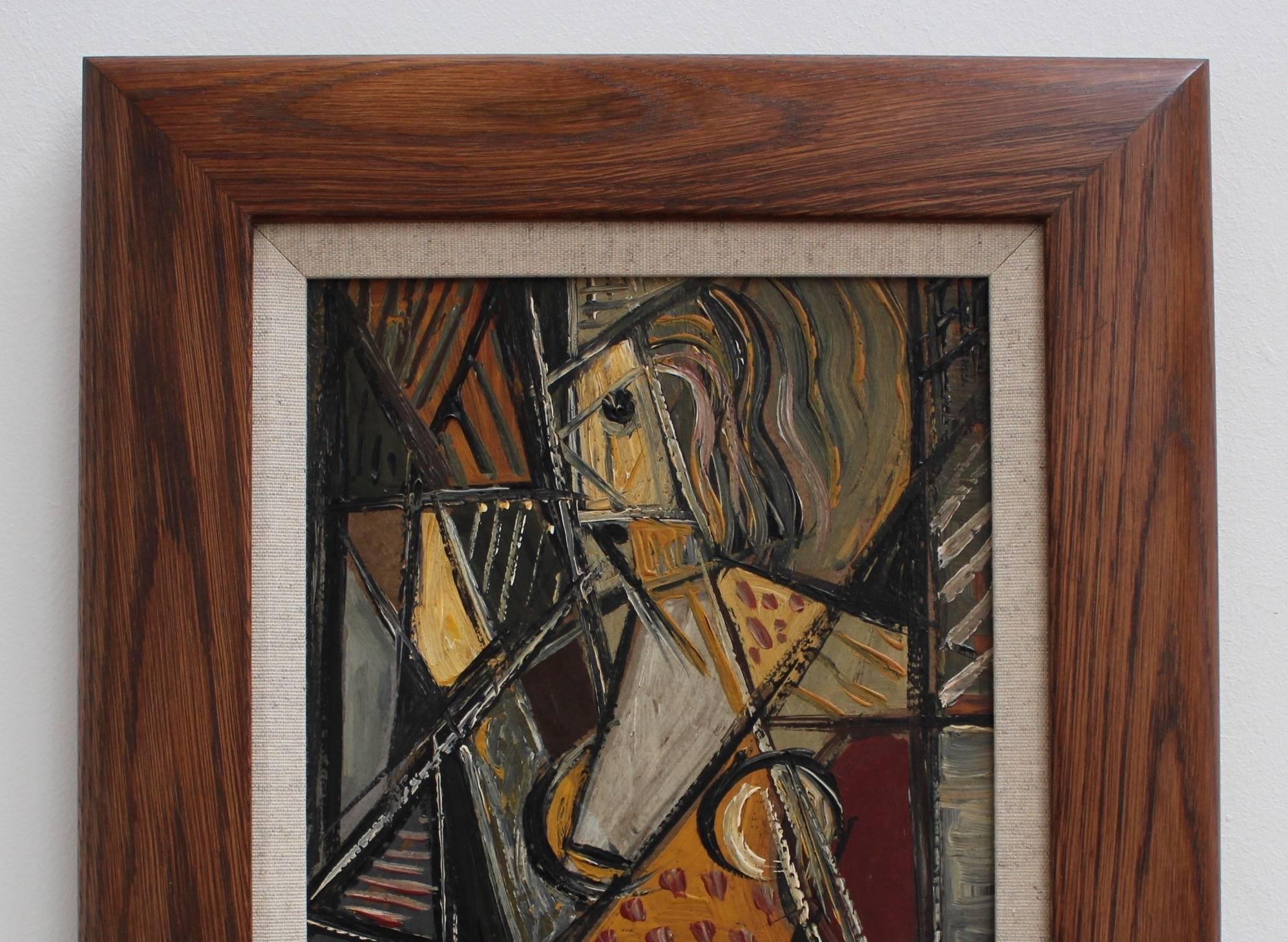 Portrait of Nude Woman in the Mirror - Cubist Painting by Unknown