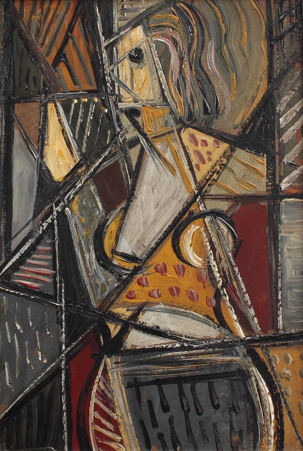 Unknown Abstract Painting - Portrait of Nude Woman in the Mirror