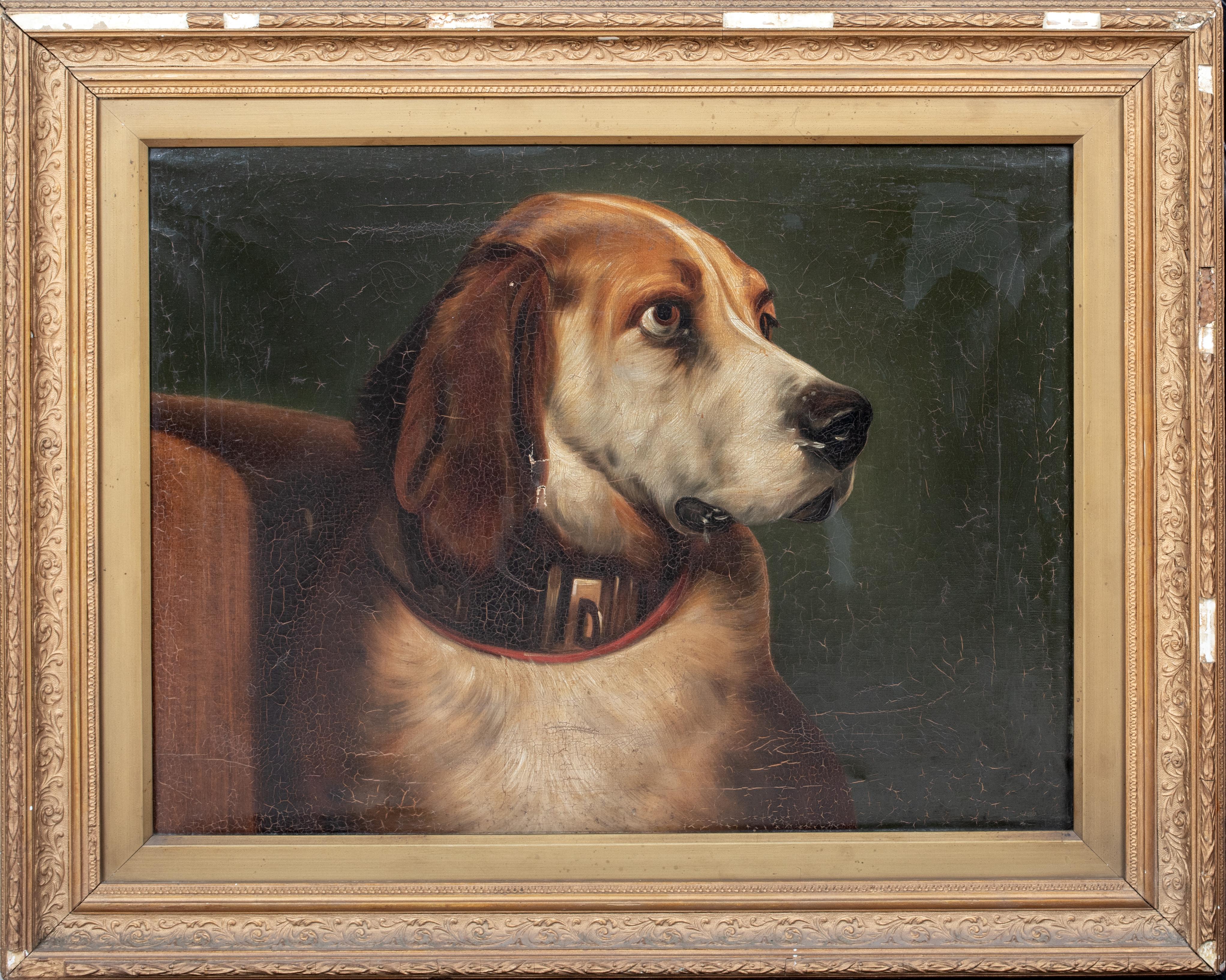 Unknown Animal Painting - Portrait of Odin, A Bloodhound Dog, 19th Century   