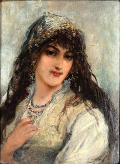 Portrait of Oriental Woman by Joseph Emmanuel Van den Bussche - 1885