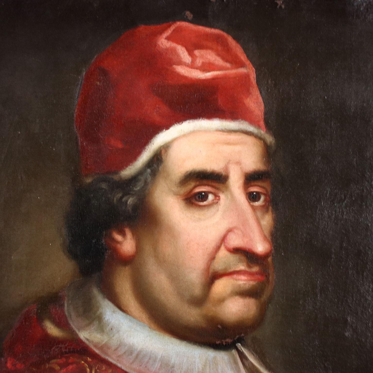 Portrait of Pope Clement XI, XVIII century - Other Art Style Painting by Unknown
