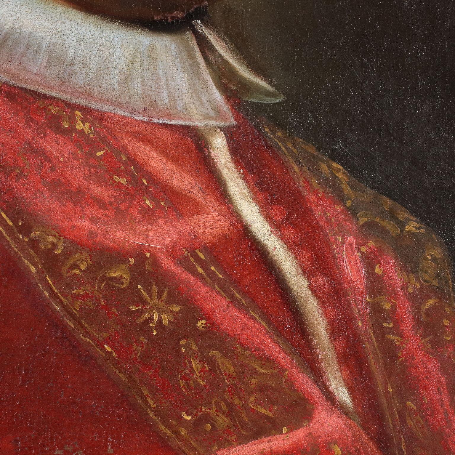 Portrait of Pope Clement XI, XVIII century - Black Portrait Painting by Unknown