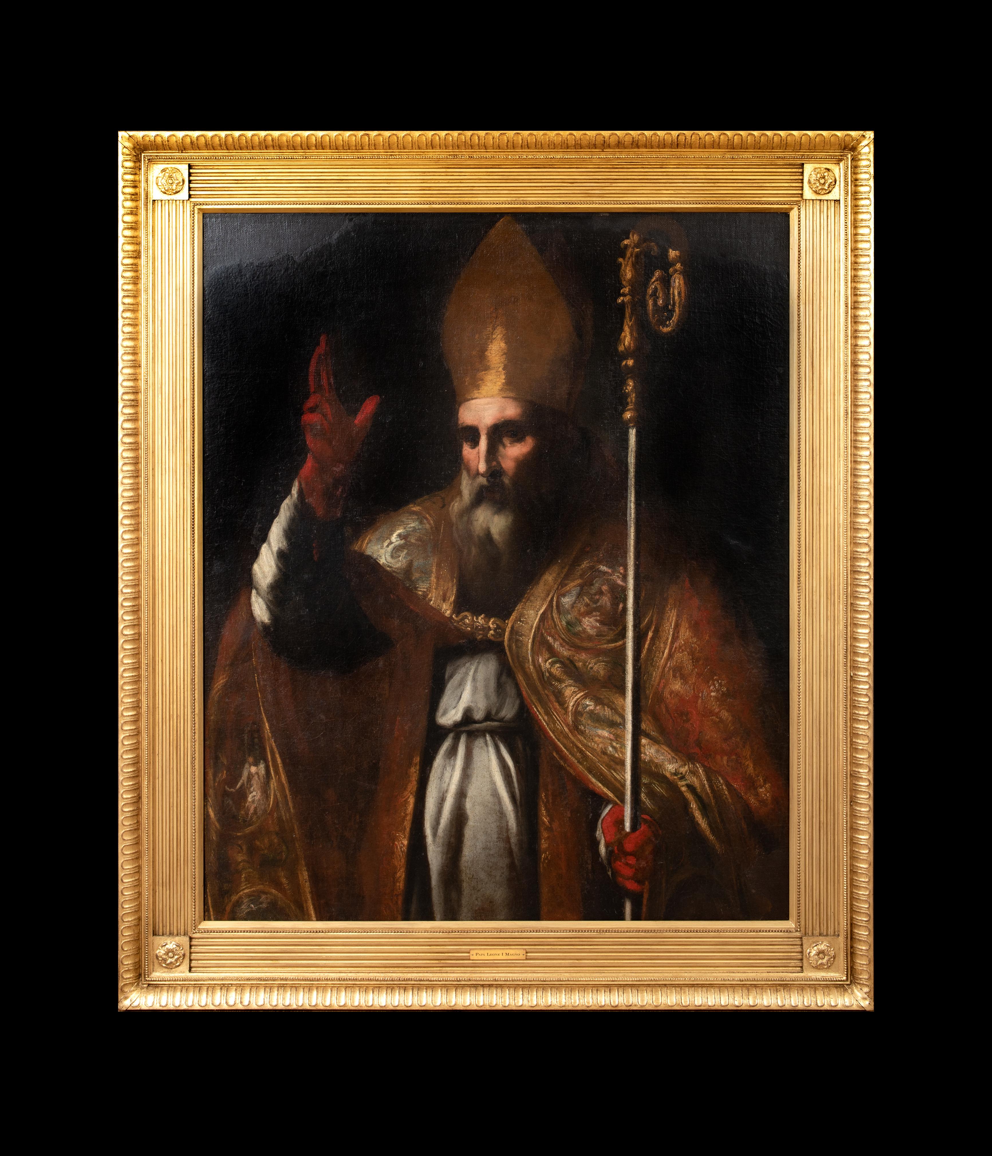 Portrait Of Pope Leo I The Great, Bishop Of Rome (400-461), 17th Century  - Painting by Unknown