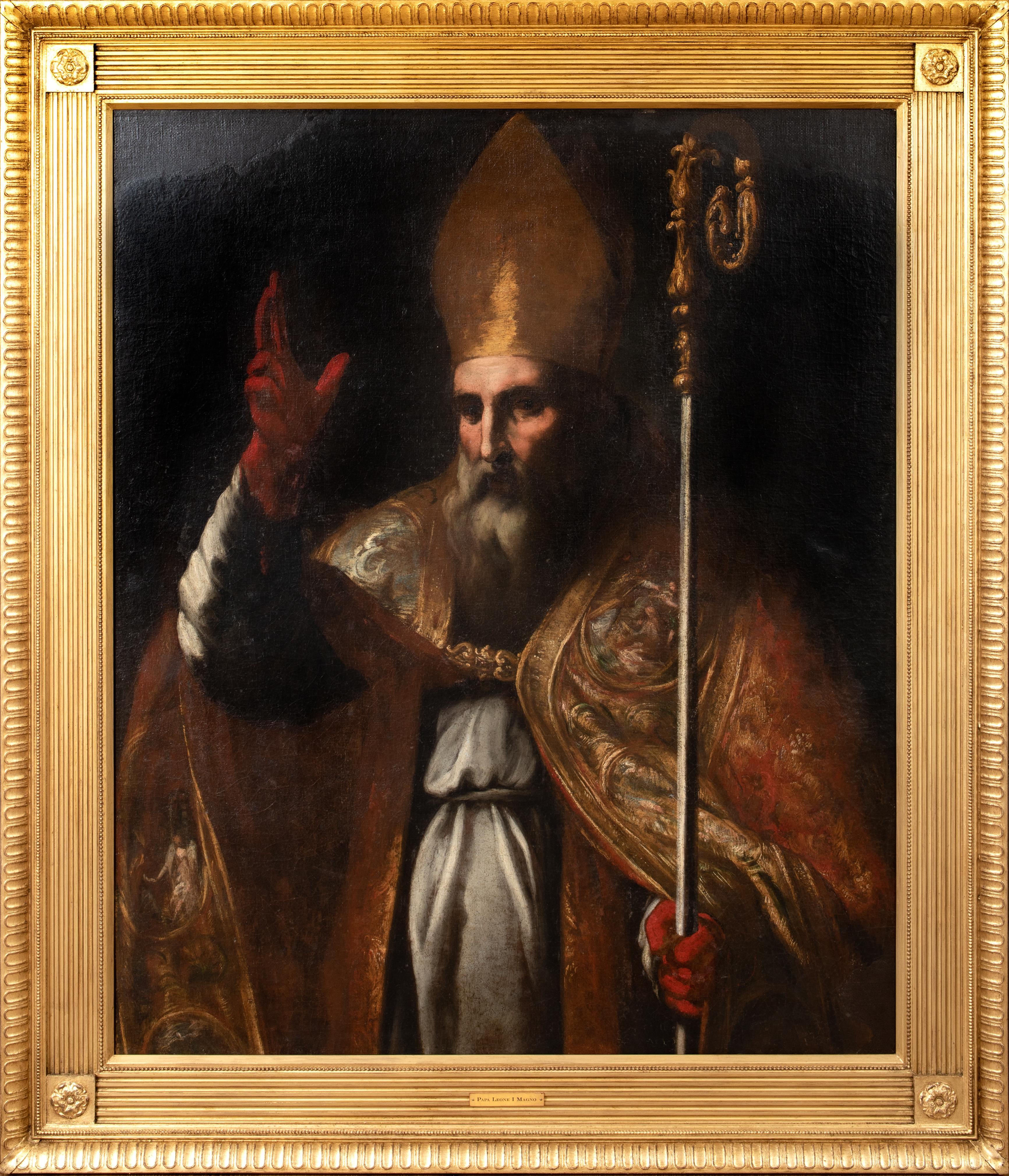 Unknown Portrait Painting - Portrait Of Pope Leo I The Great, Bishop Of Rome (400-461), 17th Century 