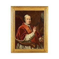 Portrait Of Pope Pius VI Oil On Canvas 18th Century