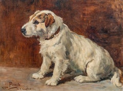 Portrait de Punch, un chien de terrier, daté de 1926 par AGNES HILDA COATES